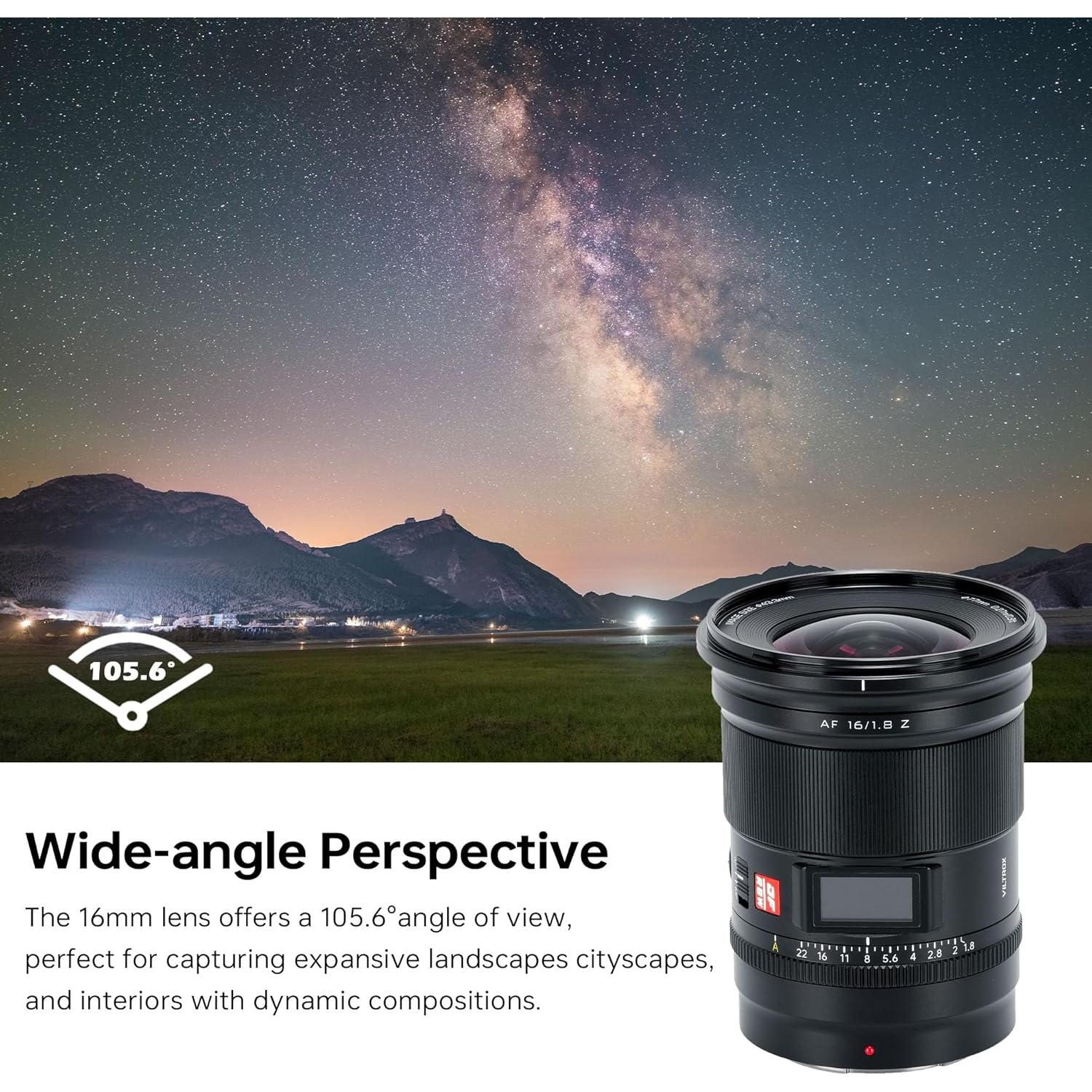 Lente VILTROX 16mm F1.8 Z + Filtro 77mm para Nikon Z