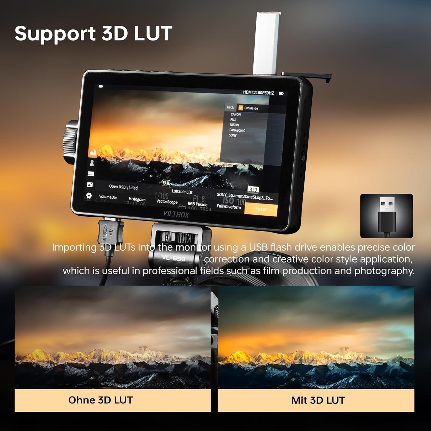 Monitor de Cámara VILTROX DC-A1 7" Táctil 2800nits 4K HDMI