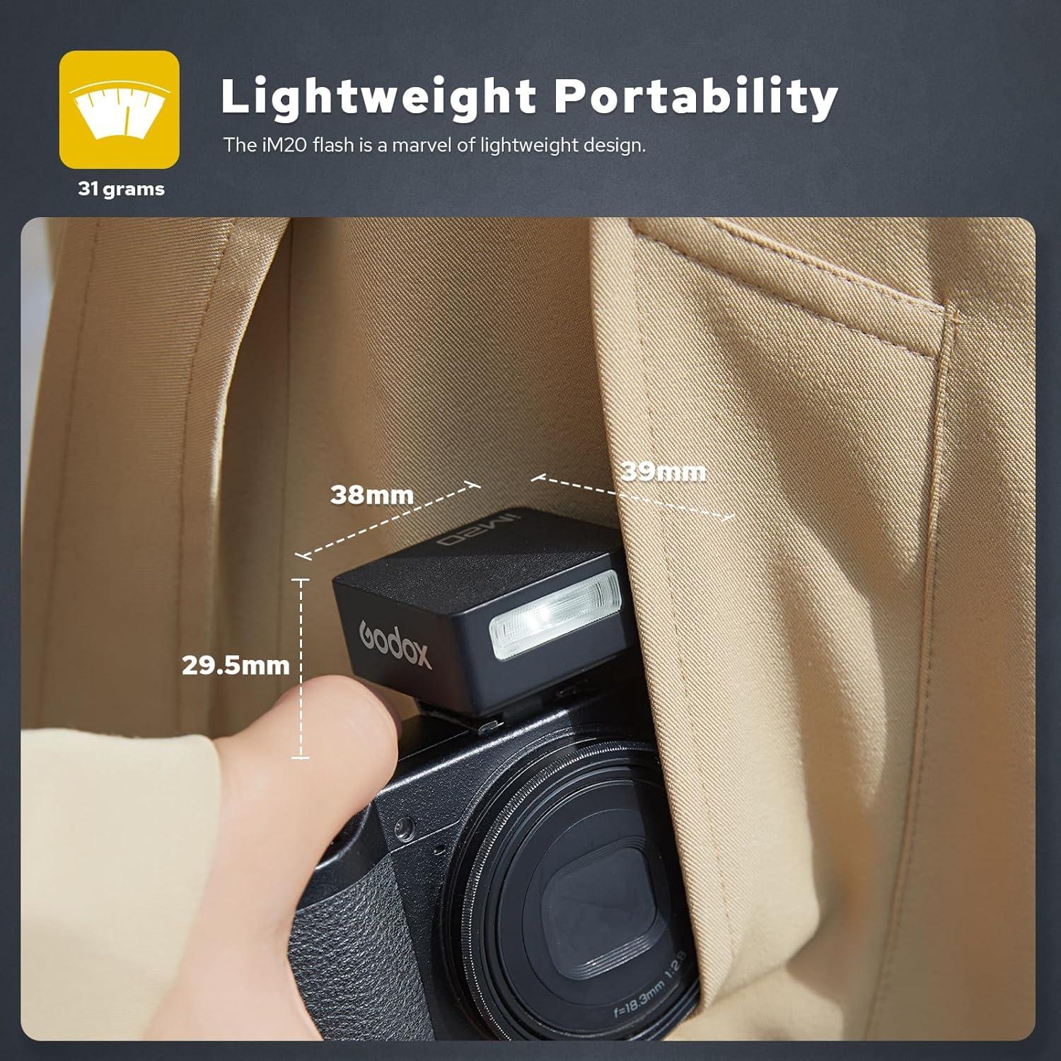 Flash Mini Godox IM20 Portátil 470mAh USB-C Compatible DSLR