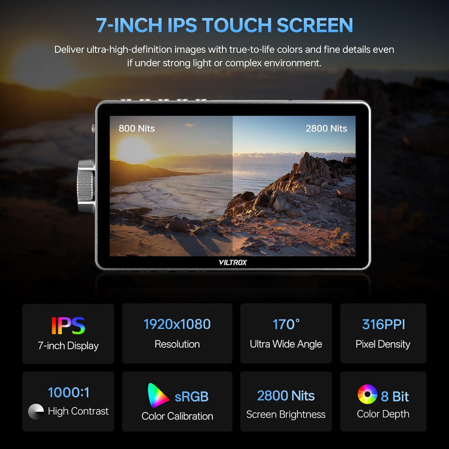 Monitor de Cámara VILTROX DC-A1 7" 2800 Nits HD 1920x1080