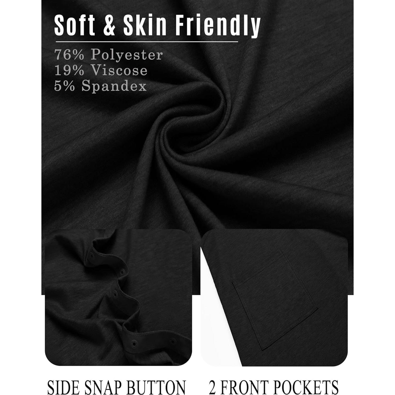 Vestido Tear Away Deyeek para Mujeres Post Cirugía Hombro - Negro