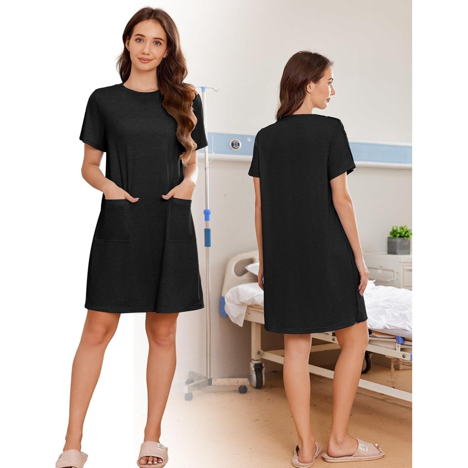 Vestido Tear Away Deyeek para Mujeres Post Cirugía Hombro - Negro