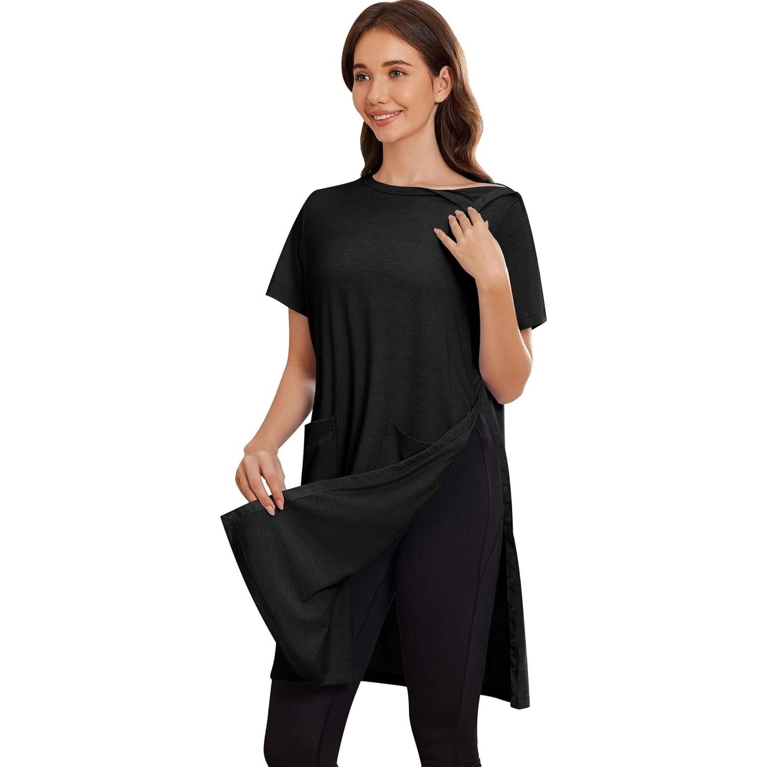 Vestido Tear Away Deyeek para Mujeres Post Cirugía Hombro - Negro