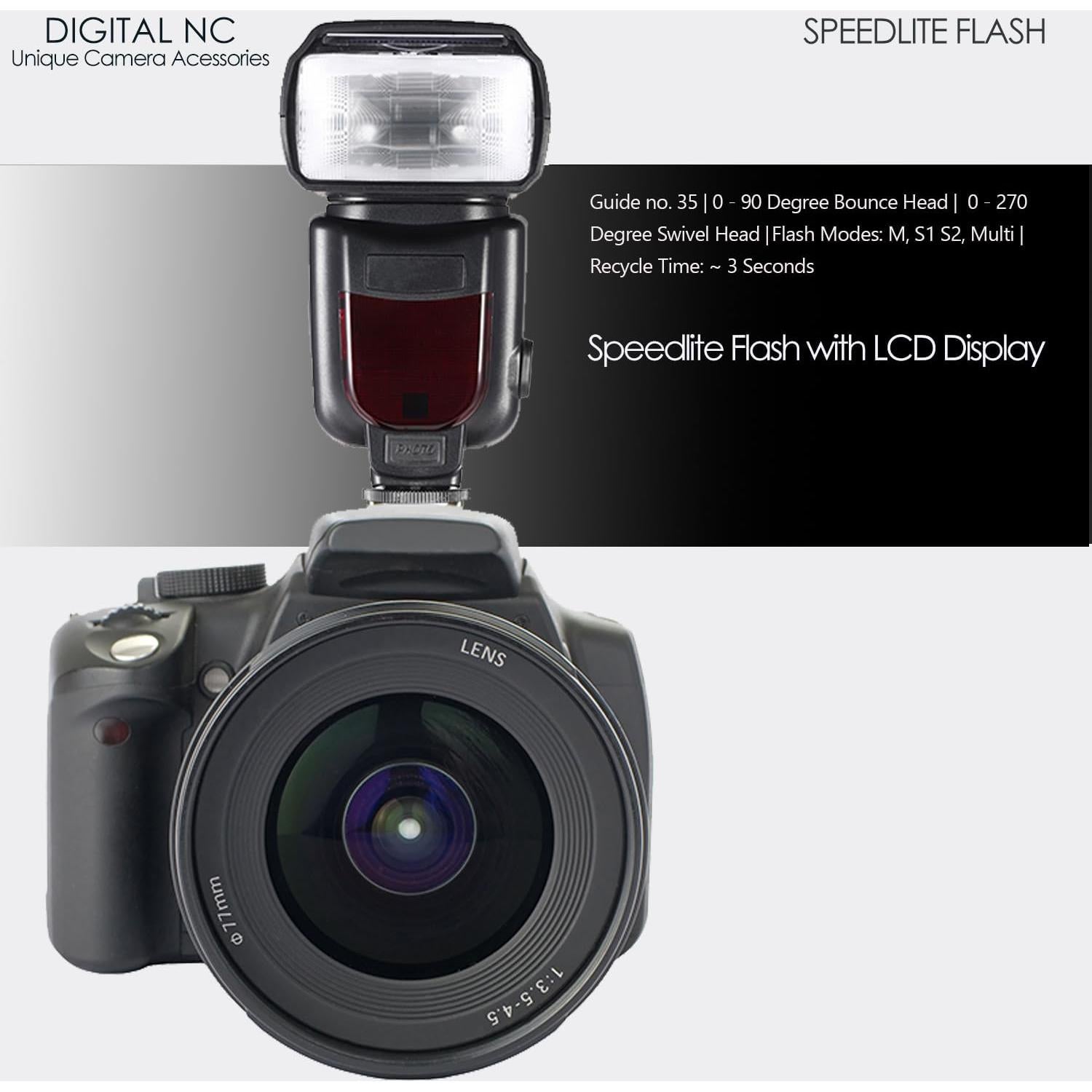 Flash Speedlite Digital Nc ALT-95CN-915 con Pantalla LCD
