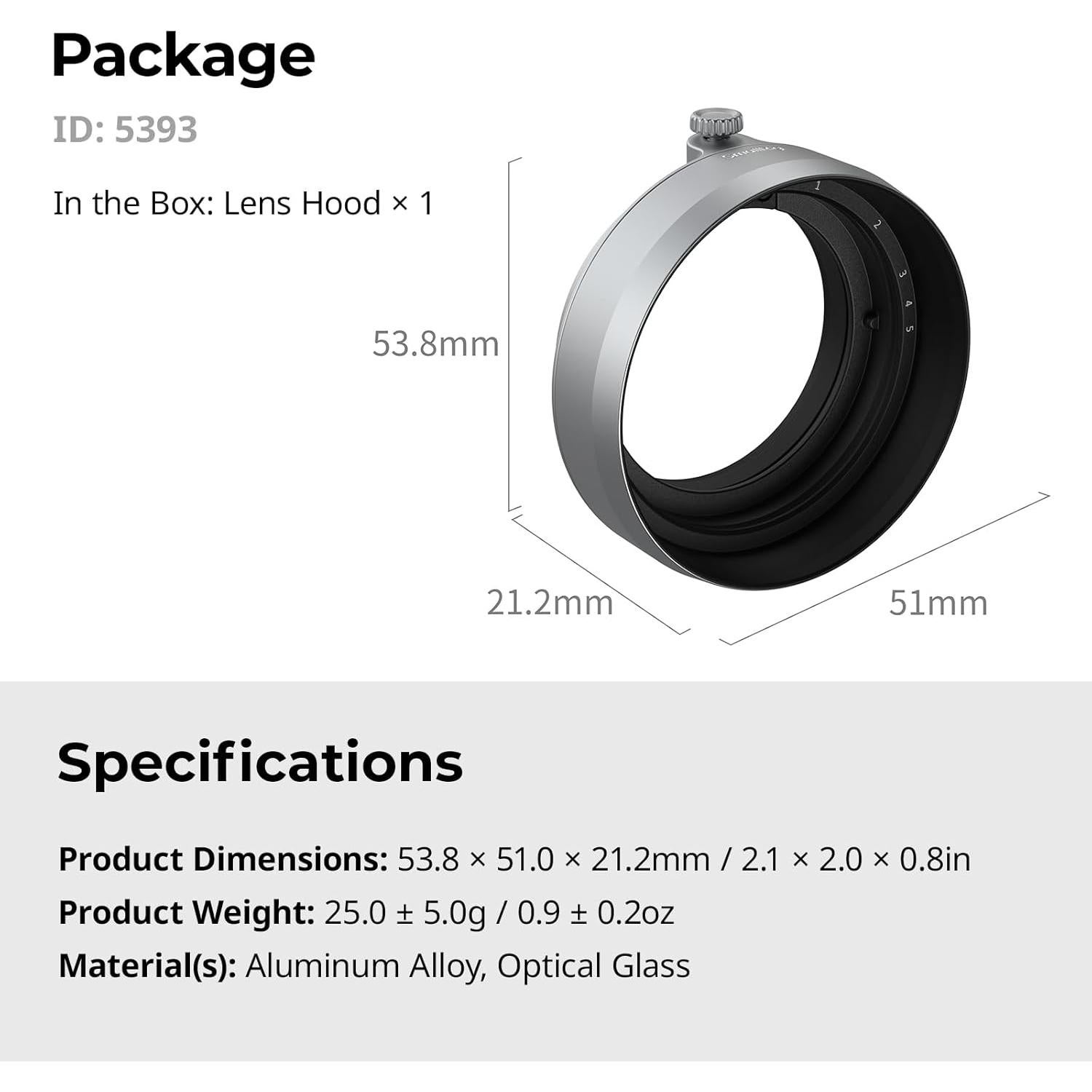 Capucha de Lente SMALLRIG 5393 para Fujifilm - Plata