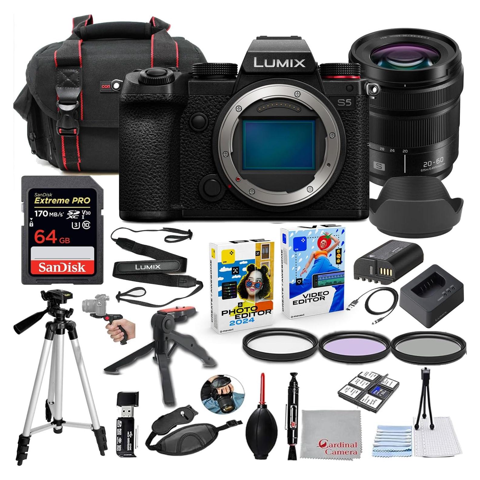 Cámara Sin Espejo Panasonic Lumix S5 + Lente 20-60mm + Accesorios