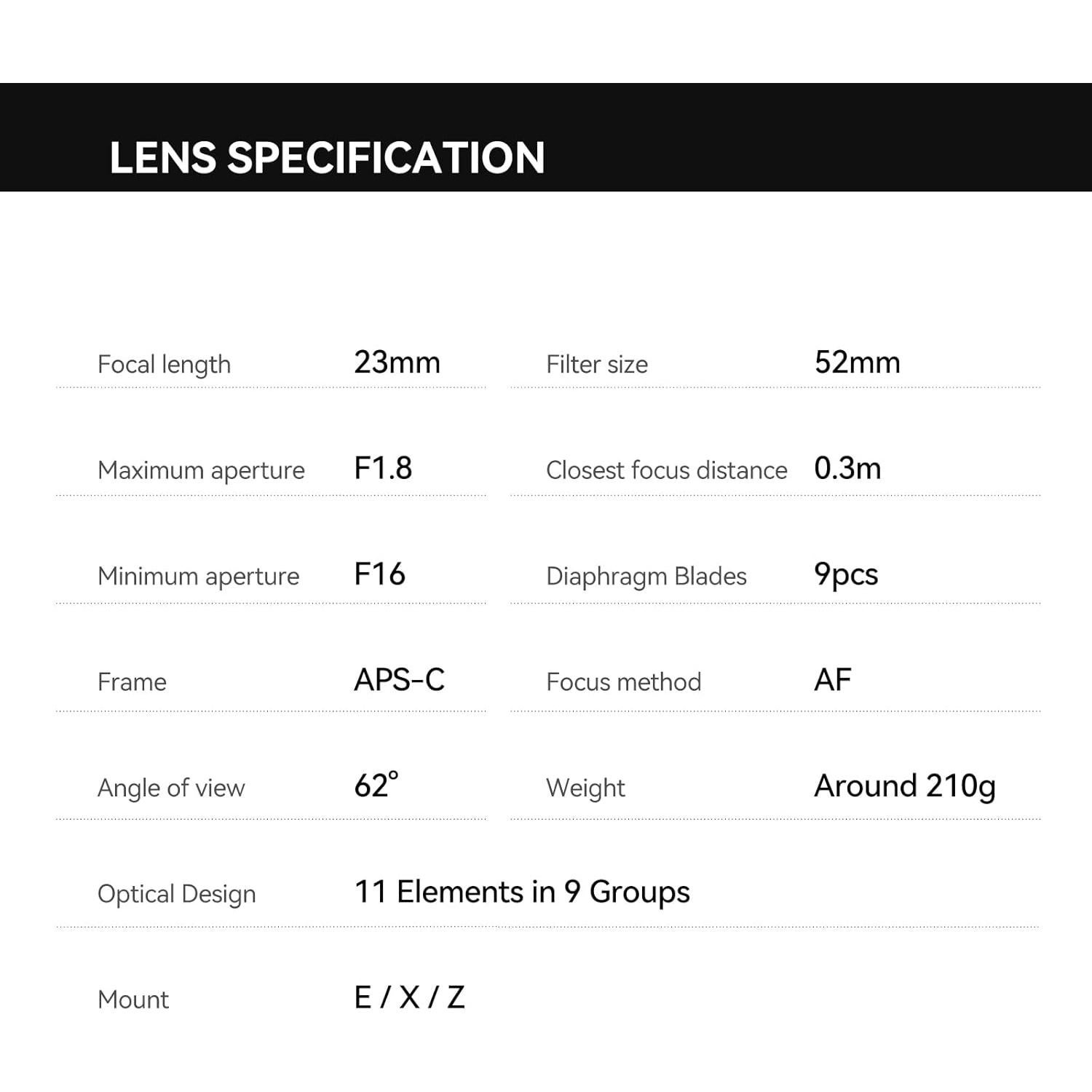 Lente Prime TTARTISAN 23mm F1.8 E-Mount para Sony