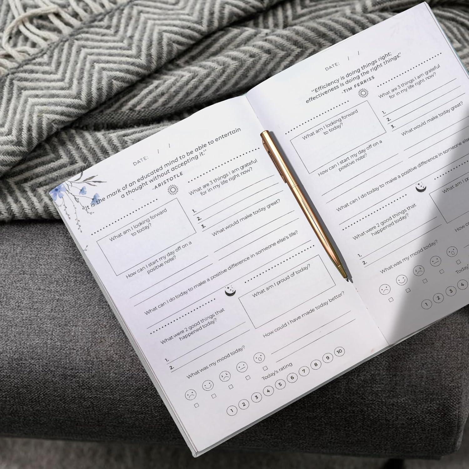 Diario de Gratitud Beige Carta Lusso A5 con 6 Pegatinas