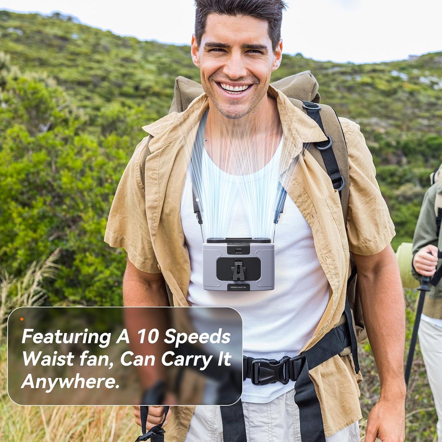 Ventilador de Cintura Astaowl K60 Portátil USB 20000mAh