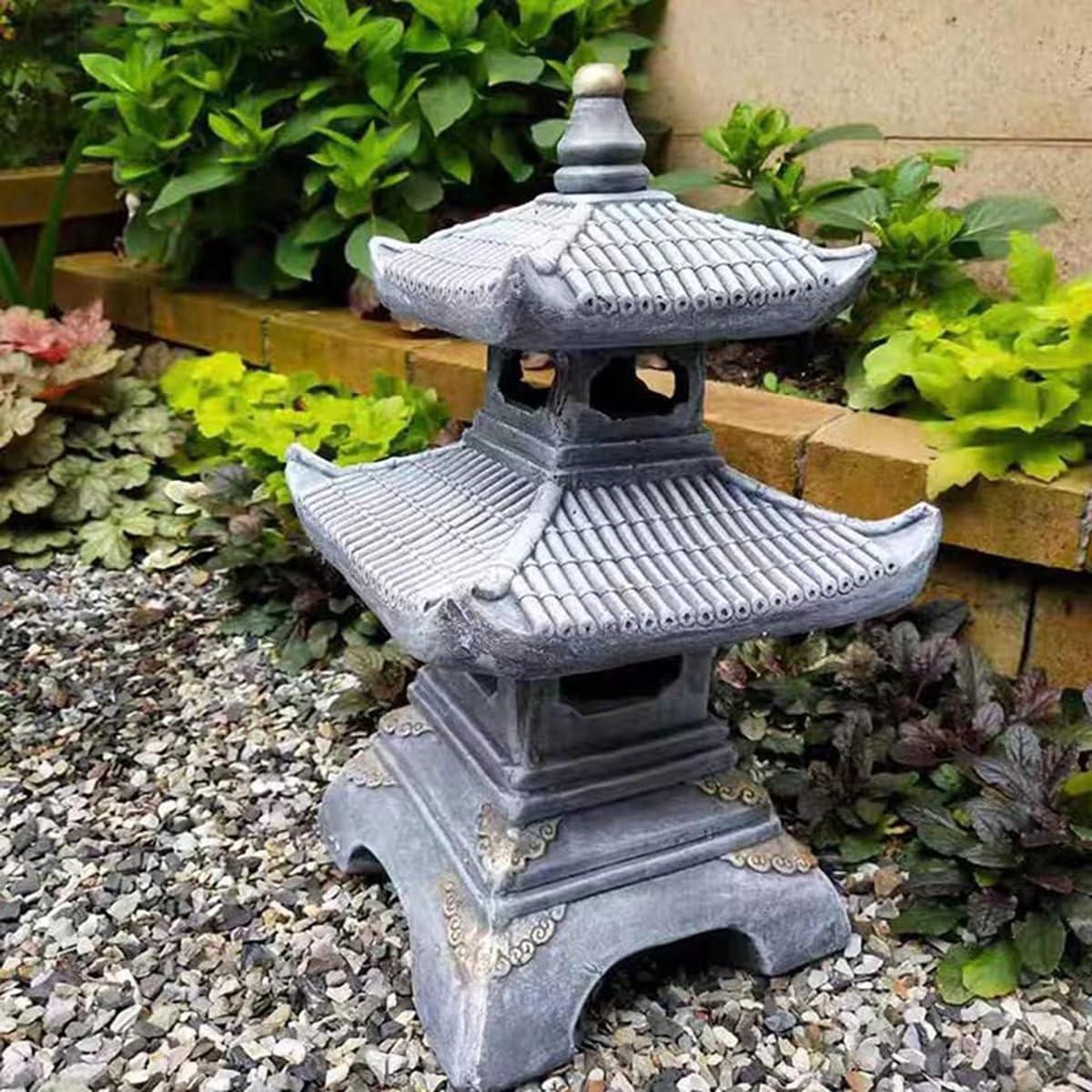 Linterna de Jardín Zen Buokaiw - Pagoda 2 Niveles 30x30x49.8cm