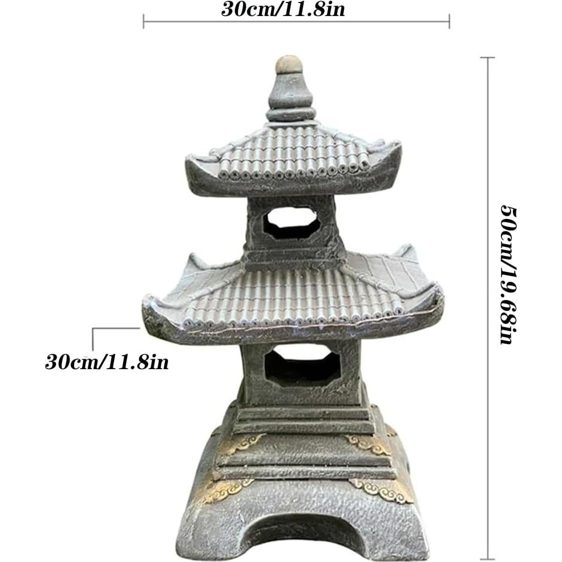 Linterna de Jardín Zen Buokaiw - Pagoda 2 Niveles 30x30x49.8cm