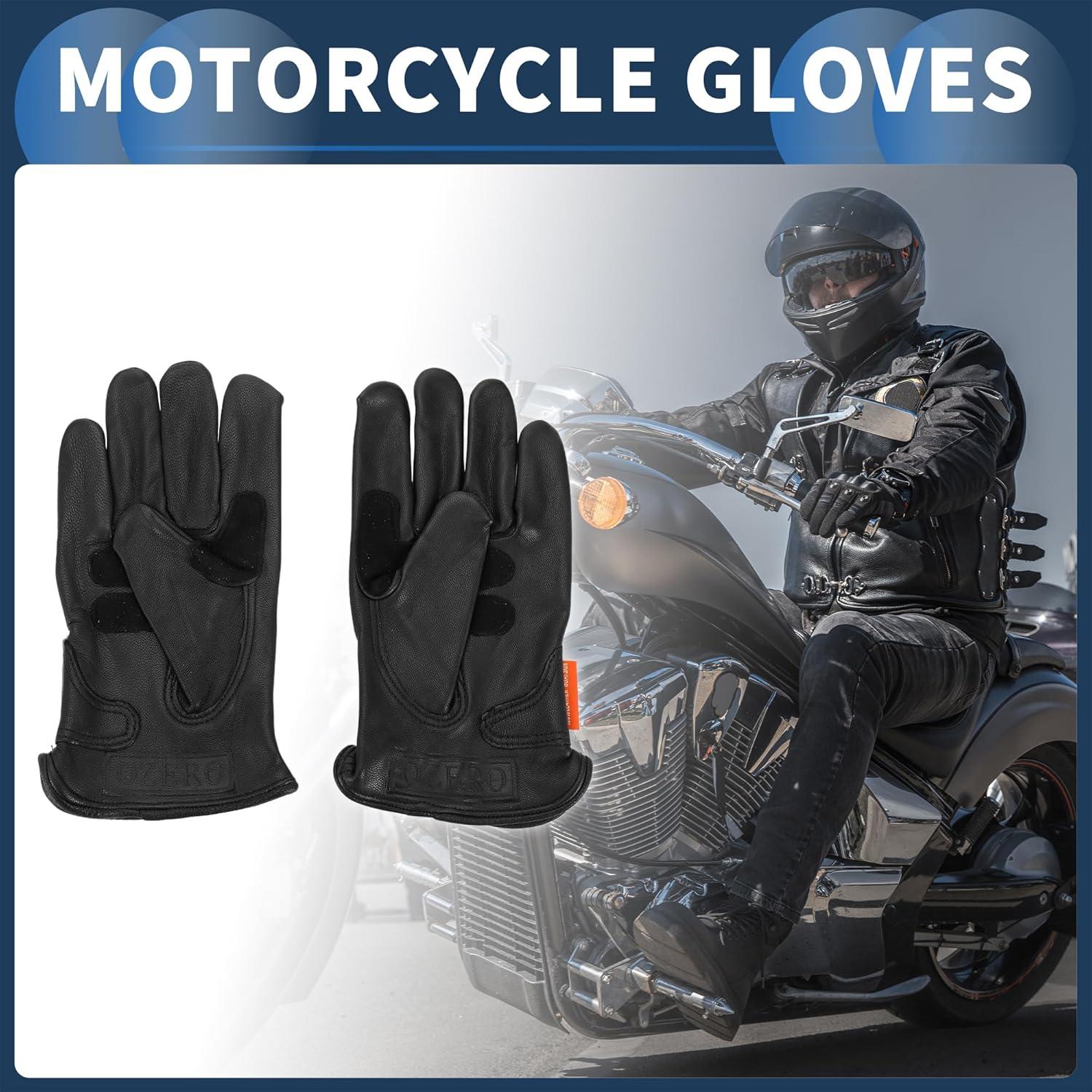 Guantes de Motocicleta INFINAUTO Cuero de Oveja Negro 1 Par