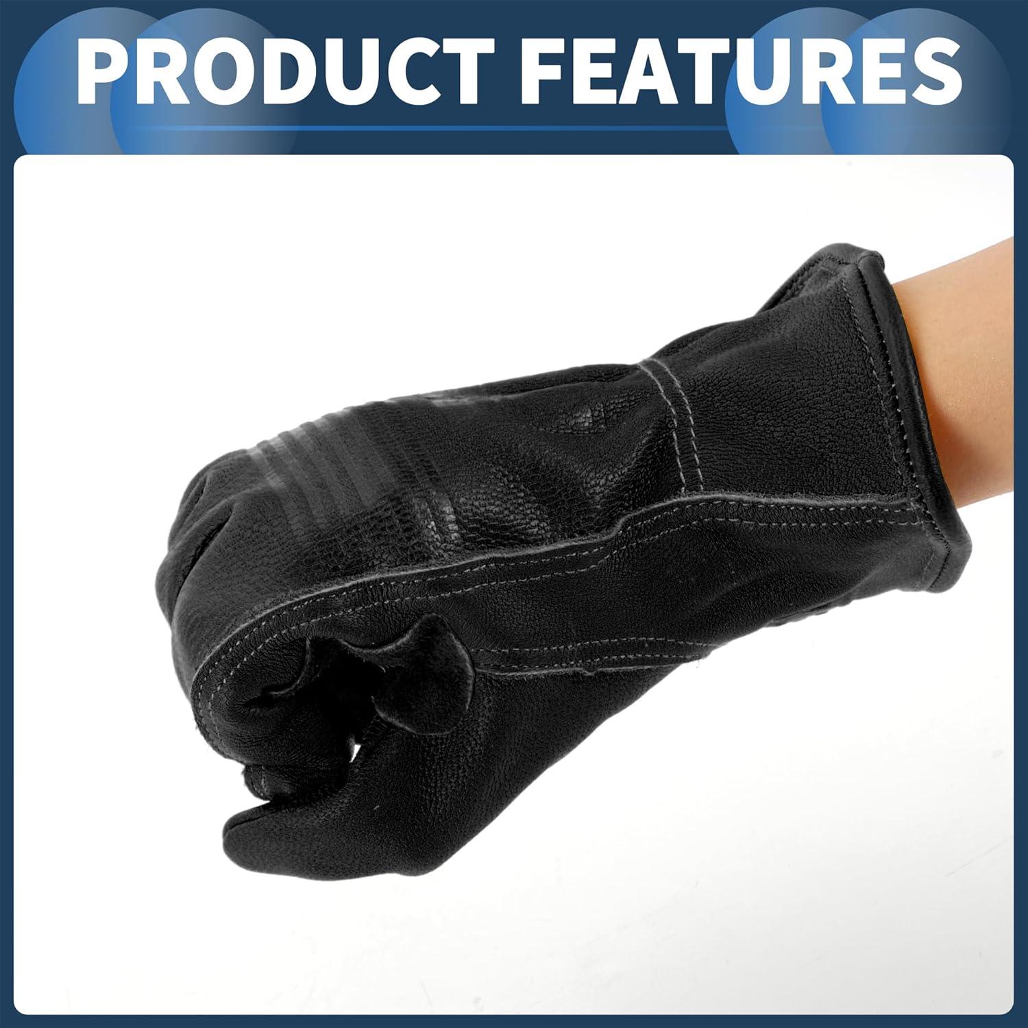 Guantes de Motocicleta INFINAUTO Cuero de Oveja Negro 1 Par