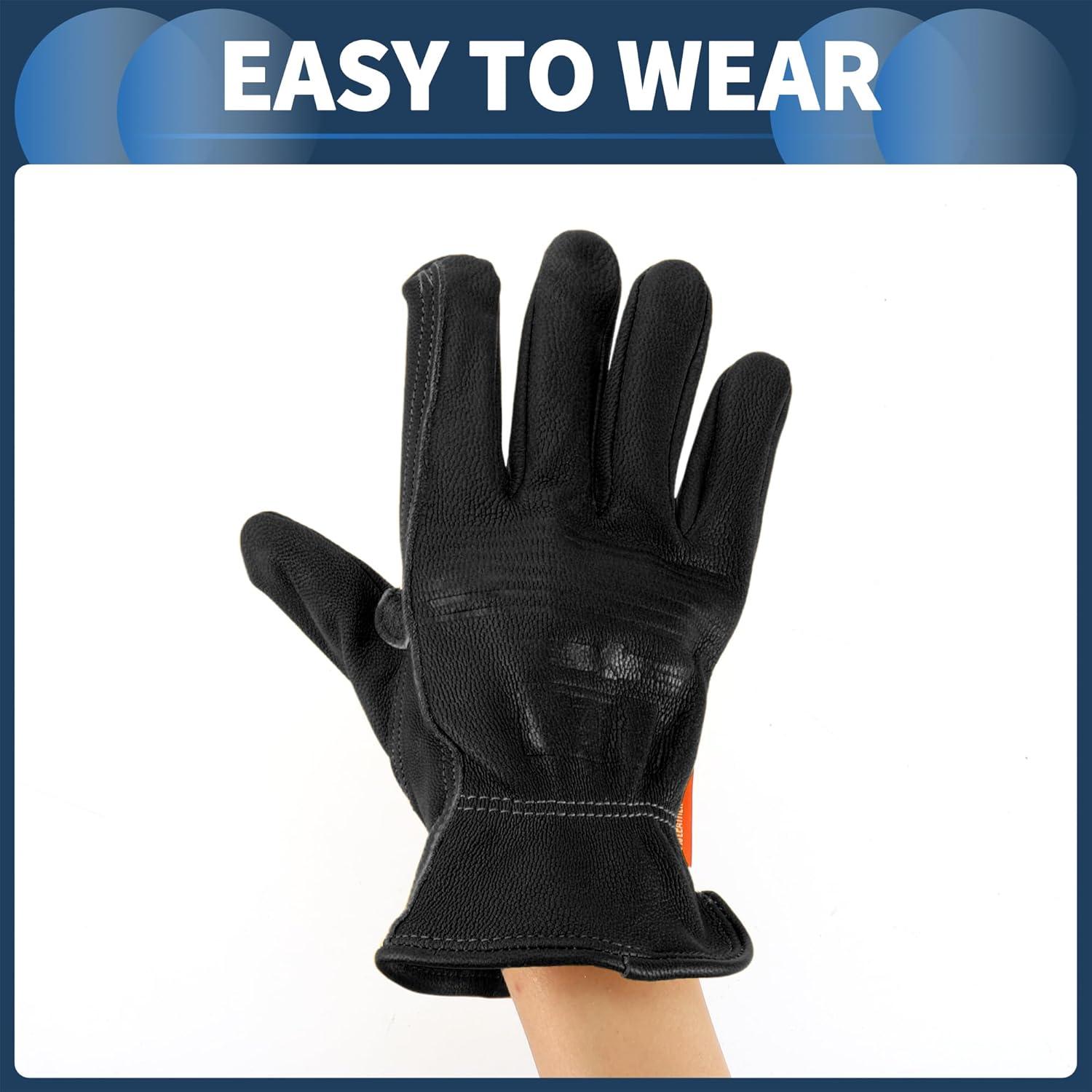 Guantes de Motocicleta INFINAUTO Cuero de Oveja Negro 1 Par
