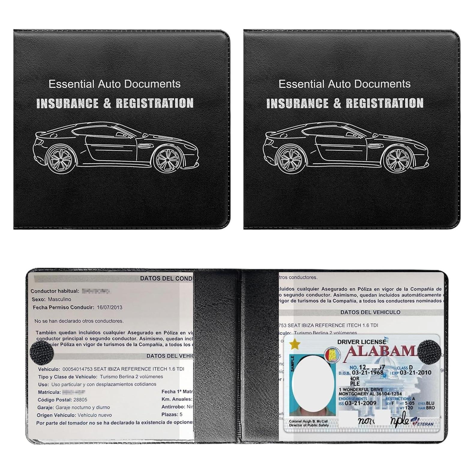 Soporte de Registro de Automóvil y Seguro Yourkar 2 PCS Negro