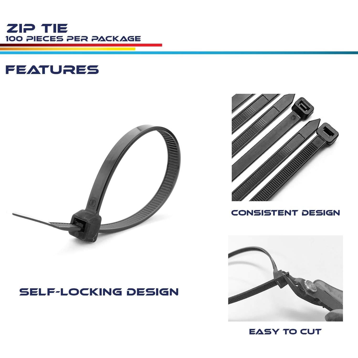 100 Bridas de Nylon Windscreen4less 20cm 22kg Resistencia