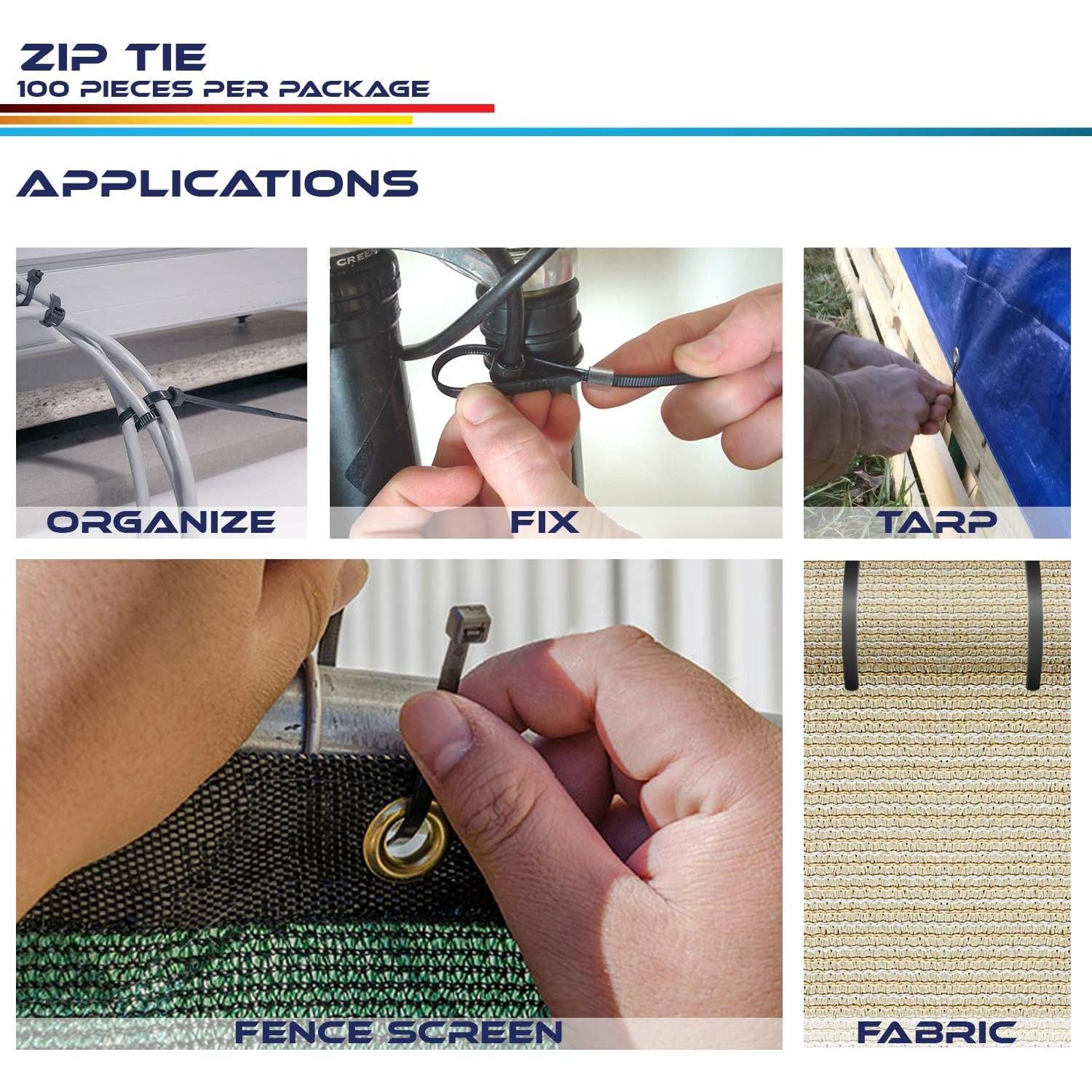 100 Bridas de Nylon Windscreen4less 20cm 22kg Resistencia