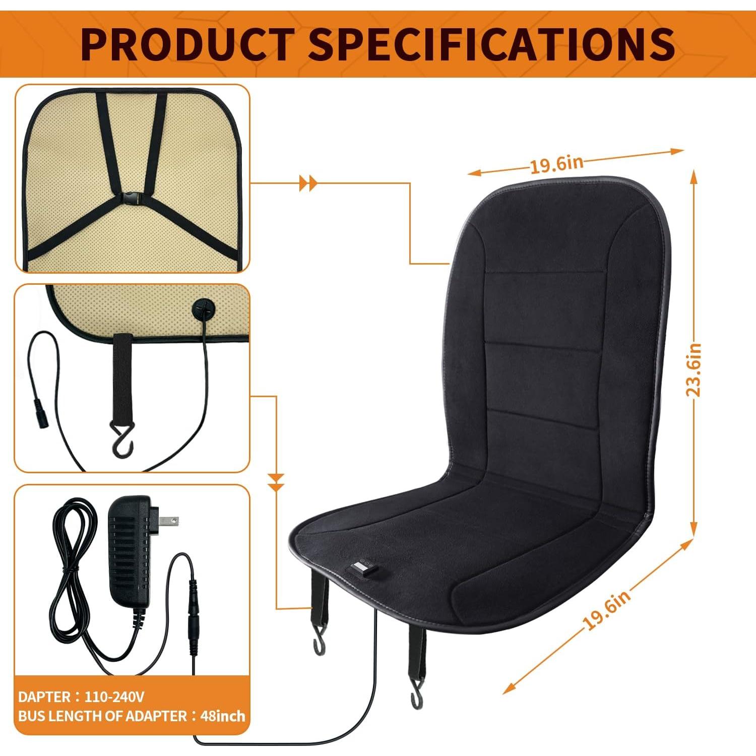 Cojín de Asiento Calentado 12V MAXCOM - 7 Temperaturas Ajustables