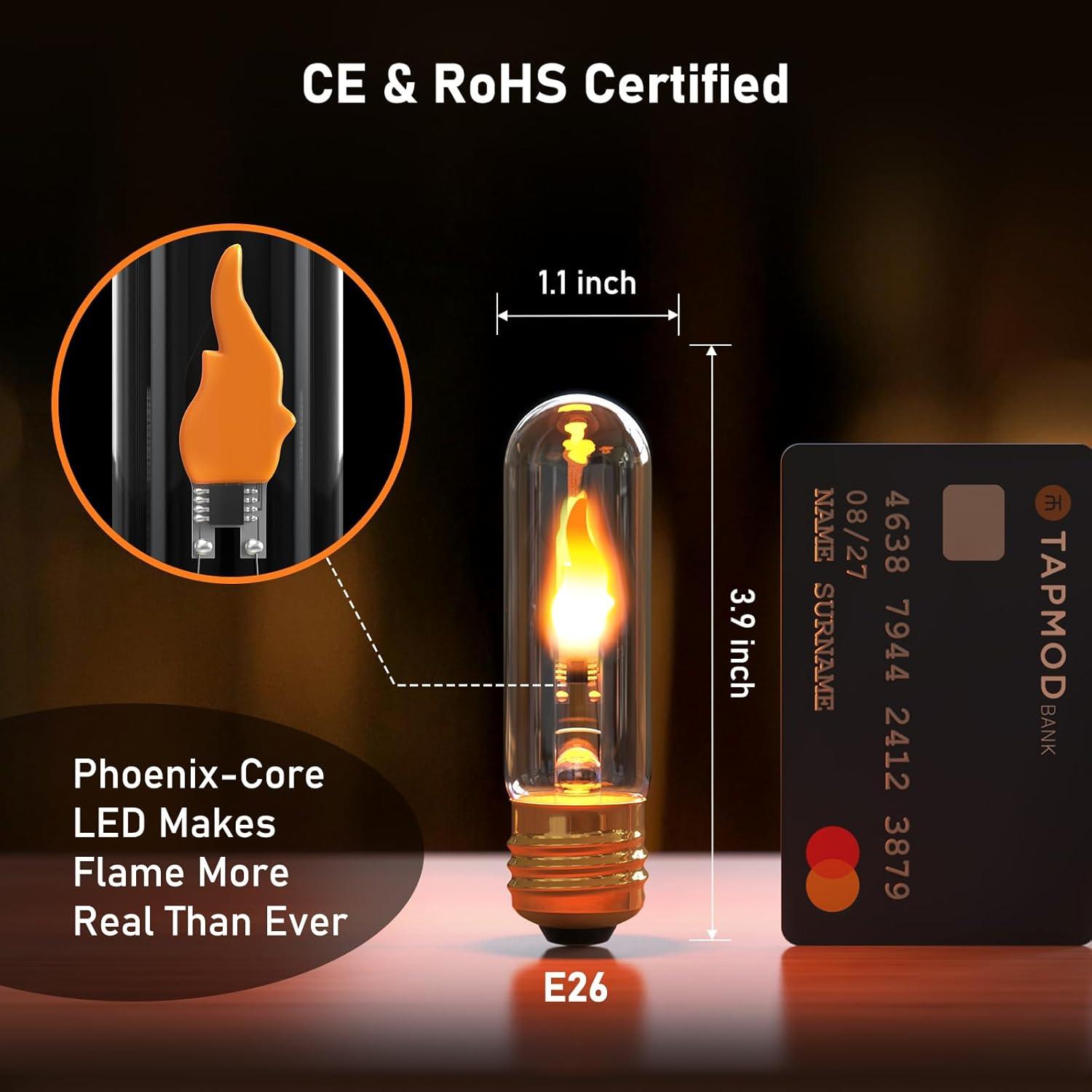 Bombillas LED de Llama Hompavo - Paquete de 2, 3W, E26