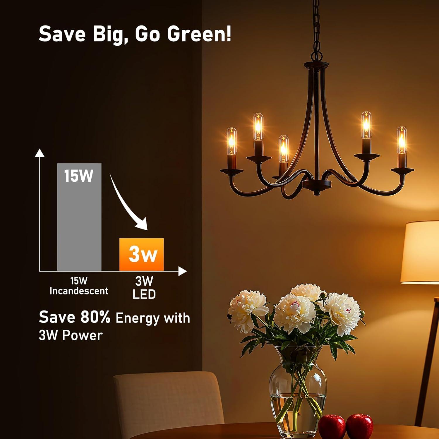 Bombillas LED de Llama Hompavo - Paquete de 2, 3W, E26