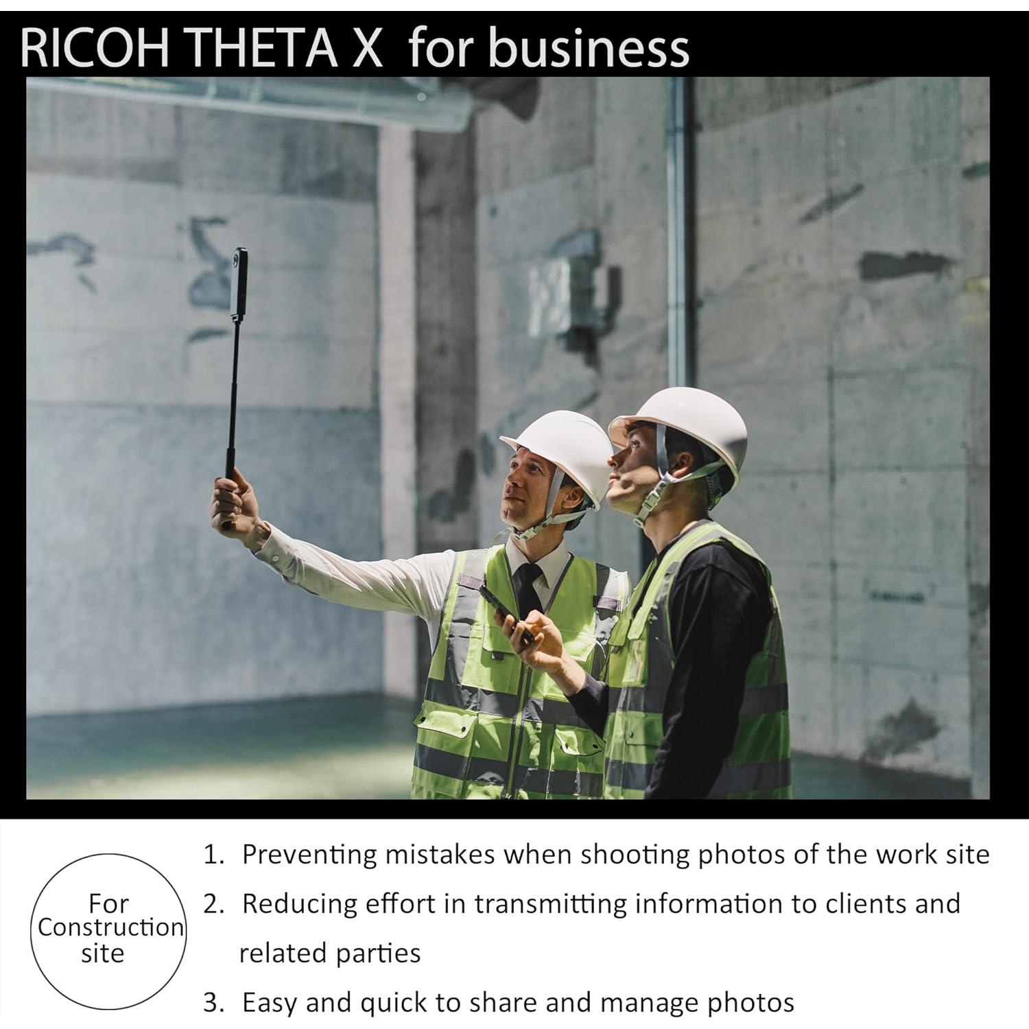 Theta X 360° Camera - 11K High-Resolution (60 Megapixels), 5.7K Video, OLED Touch Screen, Built-in GPS, Interchangeable Battery, External Memory