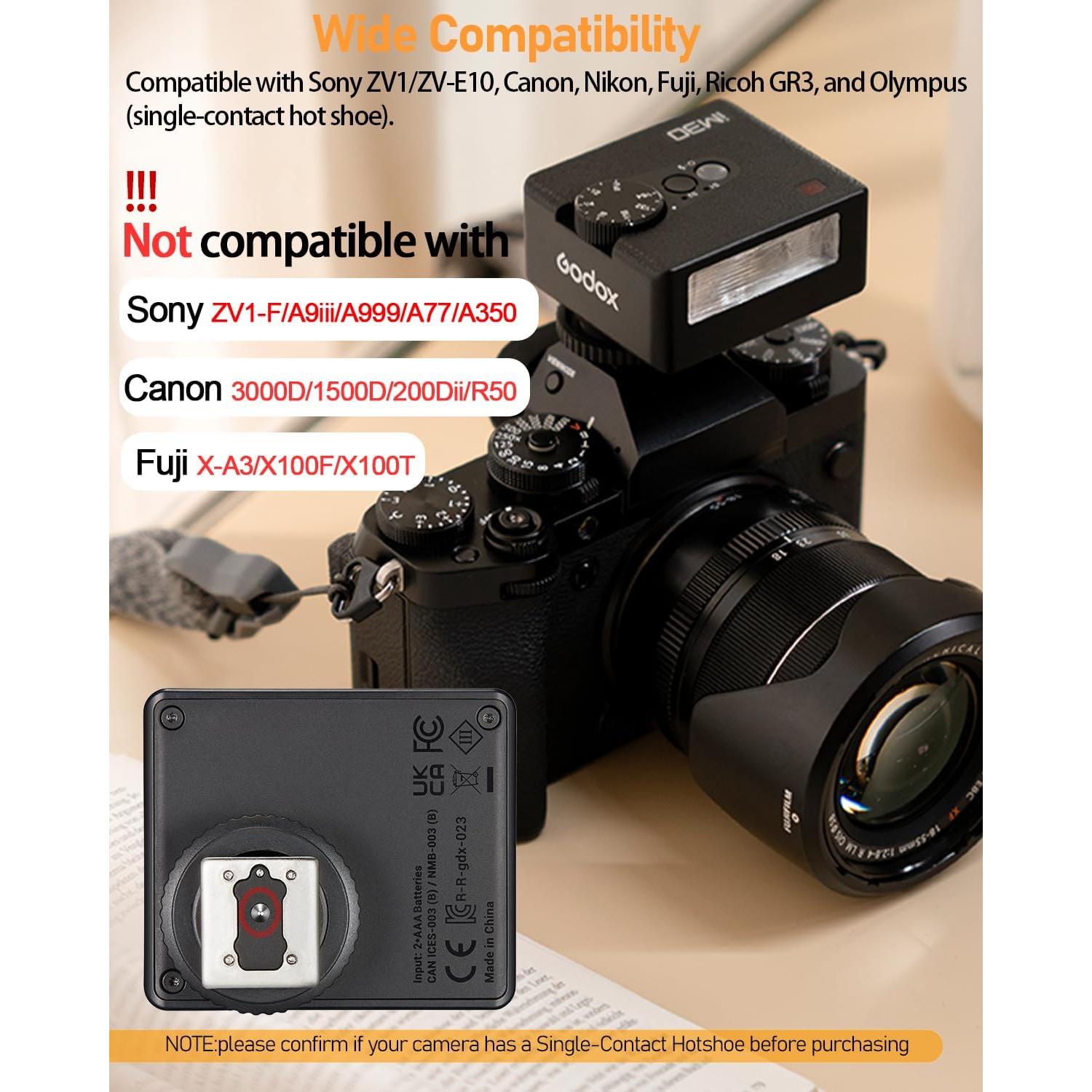 Flash Godox iM30 Mini GN15 para Cámaras Sony y Canon