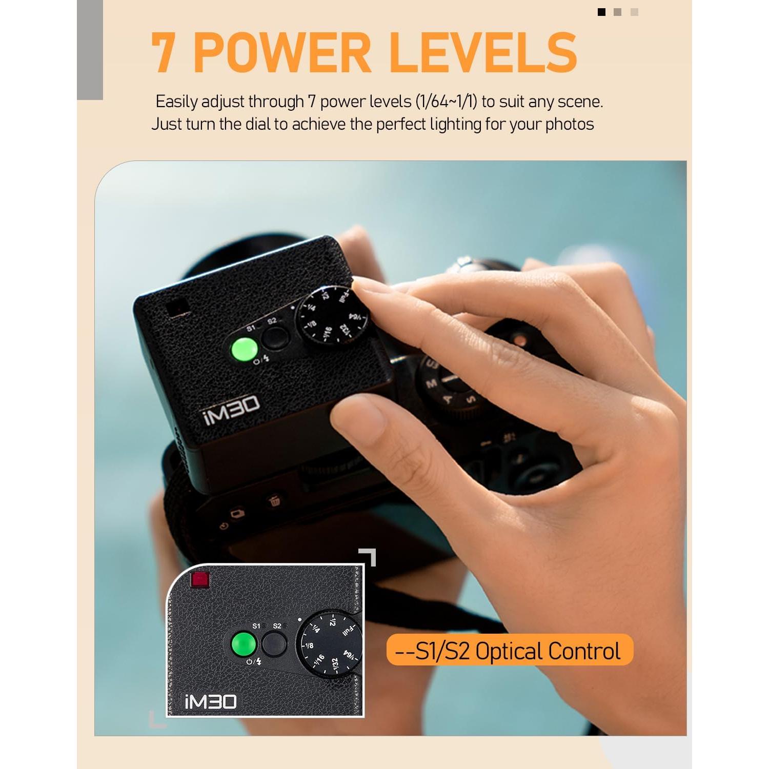 Flash Godox iM30 Mini GN15 para Cámaras Sony y Canon