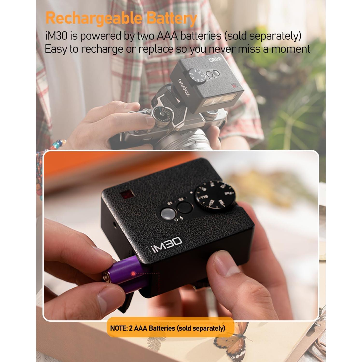 Flash Godox iM30 Mini GN15 para Cámaras Sony y Canon