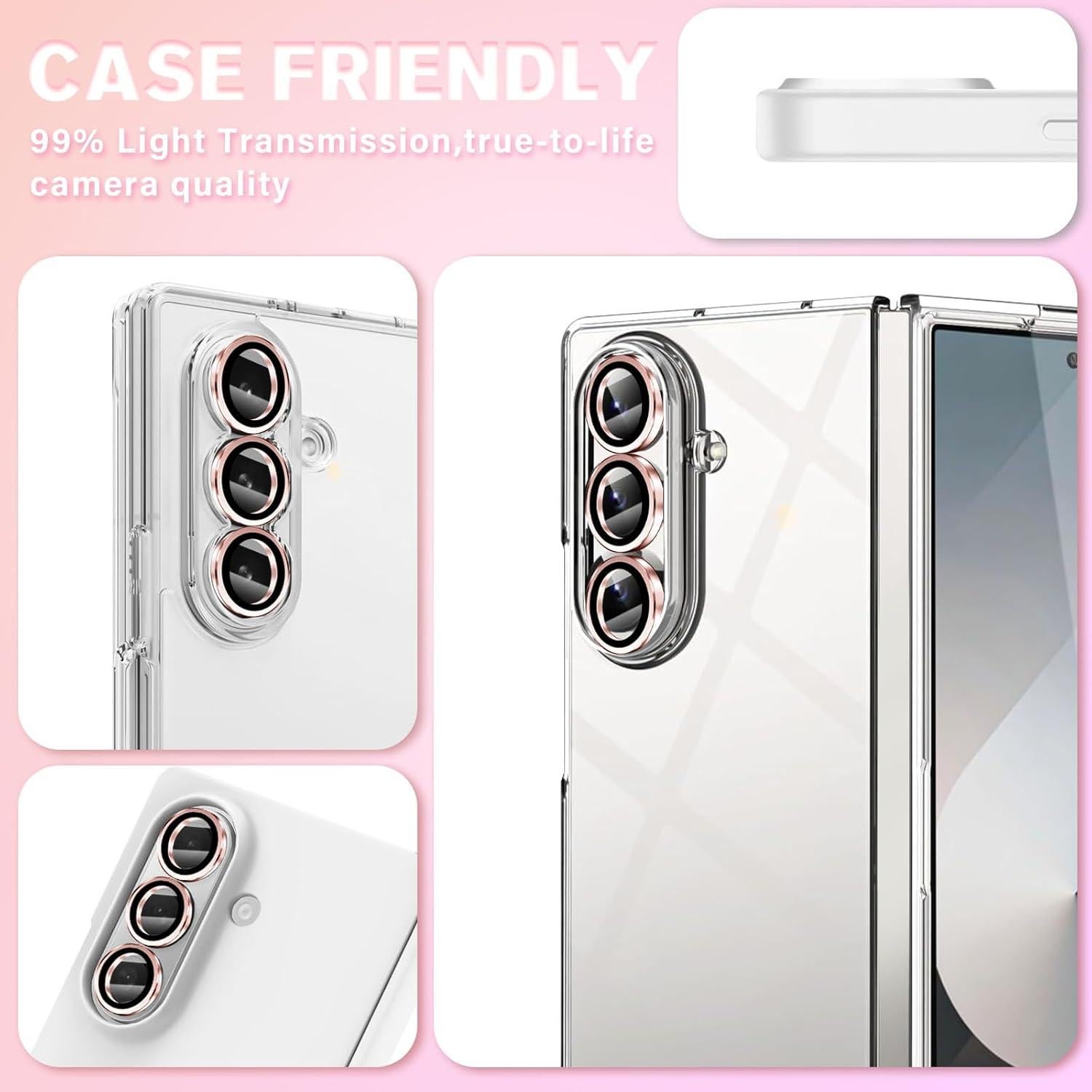 Paquete de 2 Protectores de Lente para Samsung Galaxy Z Fold 7 - Vidrio Templado 9H Oro Rosa