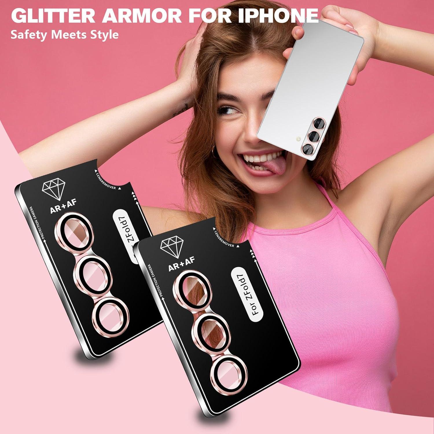 Paquete de 2 Protectores de Lente para Samsung Galaxy Z Fold 7 - Vidrio Templado 9H Oro Rosa