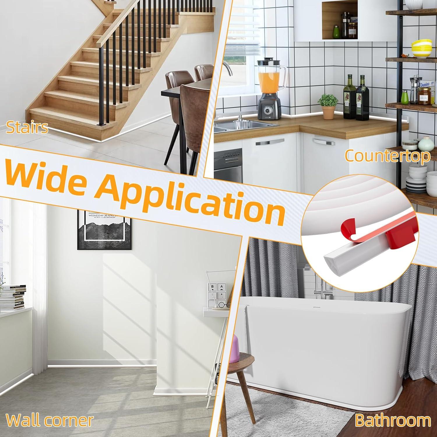 Moldura Cuarterona Flexible de Silicona Autoadhesiva 299.72 cm Blanca