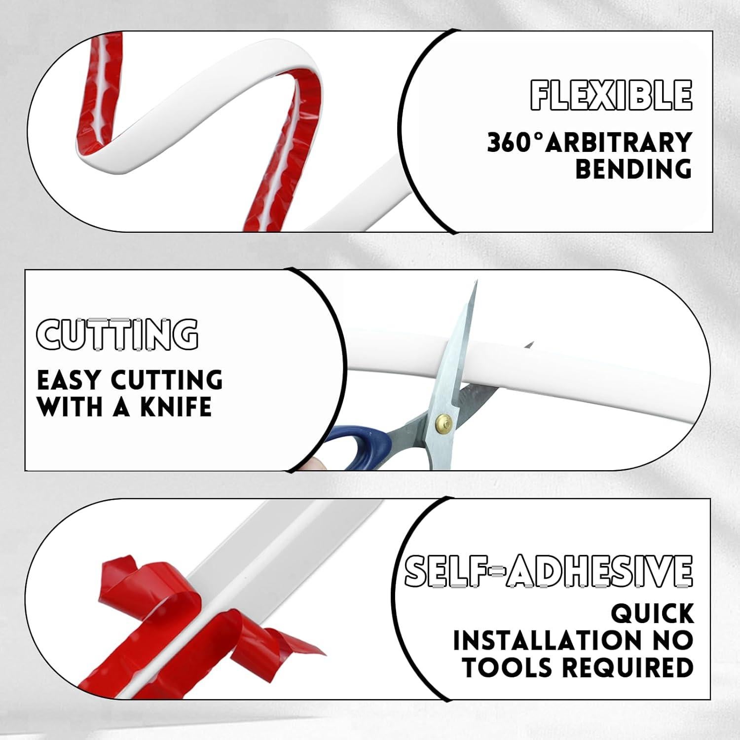 Moldura de esquina redonda autoadhesiva Floatlive 99 cm blanca