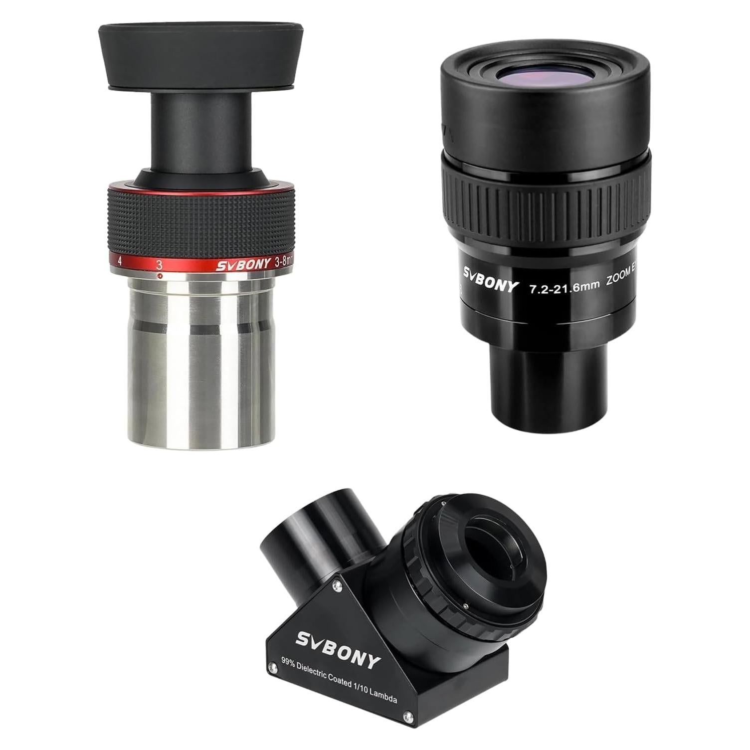 Ocular Zoom SVBONY SV215 1.25" 3-8mm Parfocal + SV191 7.2-21.6mm