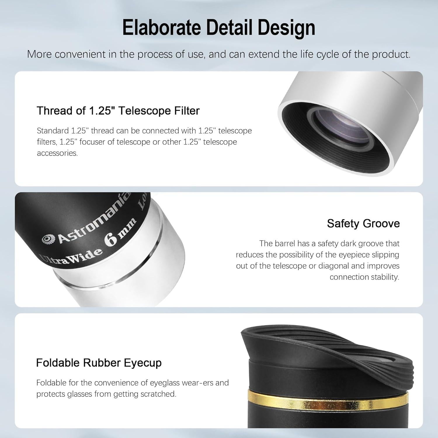 Ocular Astromania 1.25" 66° Ultra Gran Angular + 6 Filtros