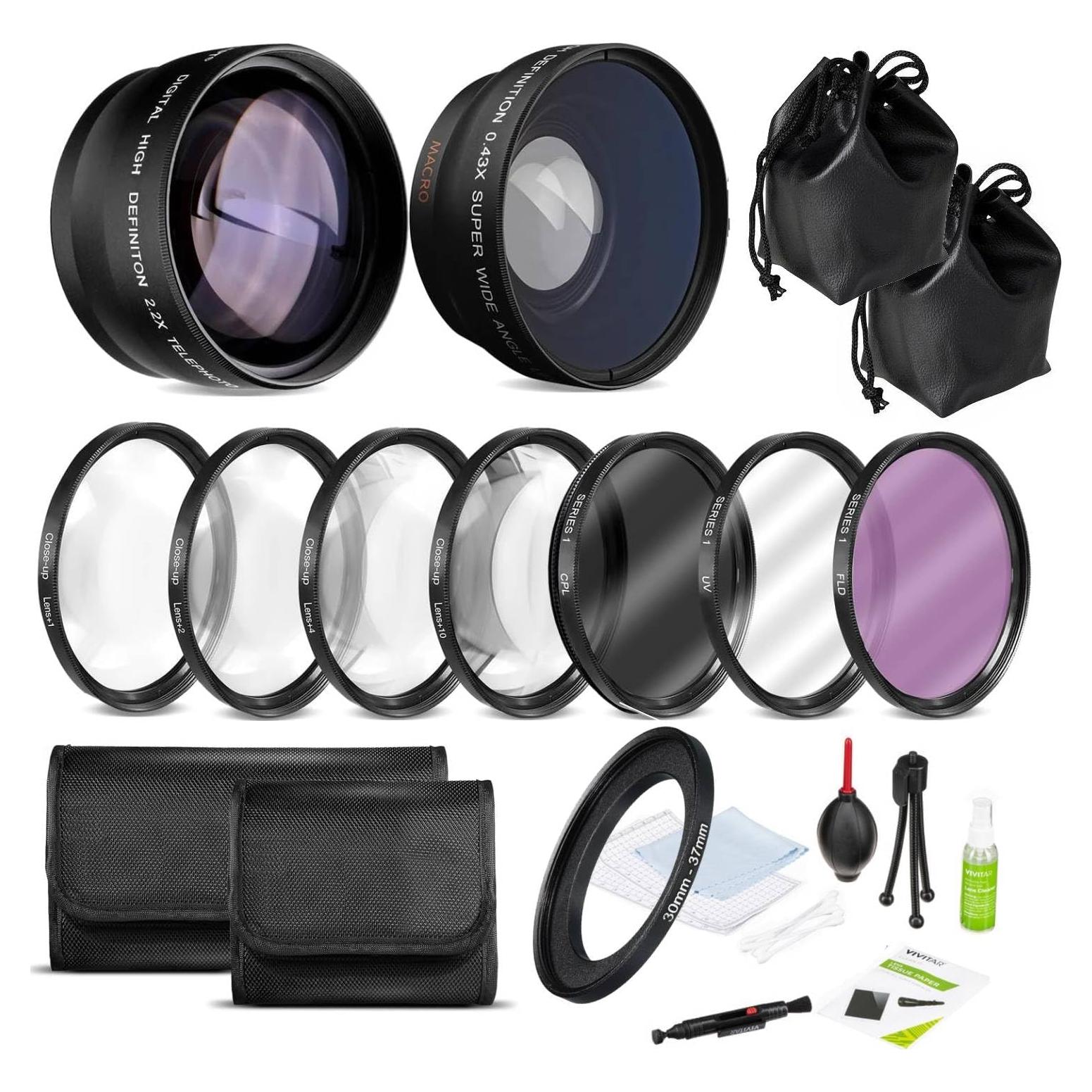 Kit de Lentes y Filtros para Videocámaras Sony TRV33 - Gran Angular 0.43X y Telefoto 2.2X