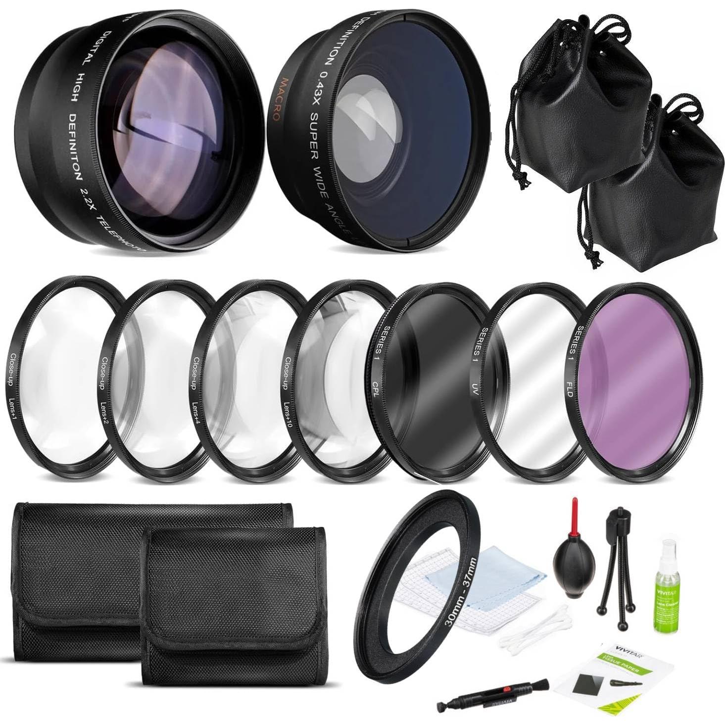Kit de Lentes y Filtros para Videocámaras Sony TRV33 - Gran Angular 0.43X y Telefoto 2.2X