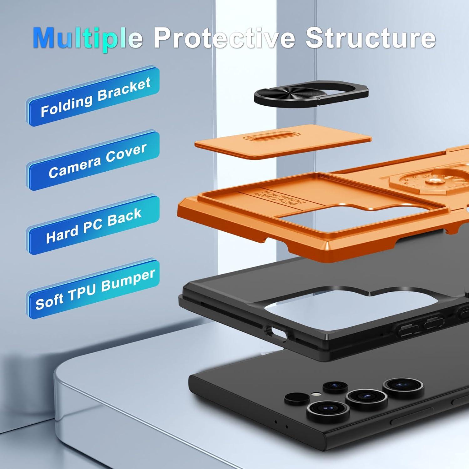 Funda Janmitta para Samsung Galaxy S24 Ultra con soporte y protector