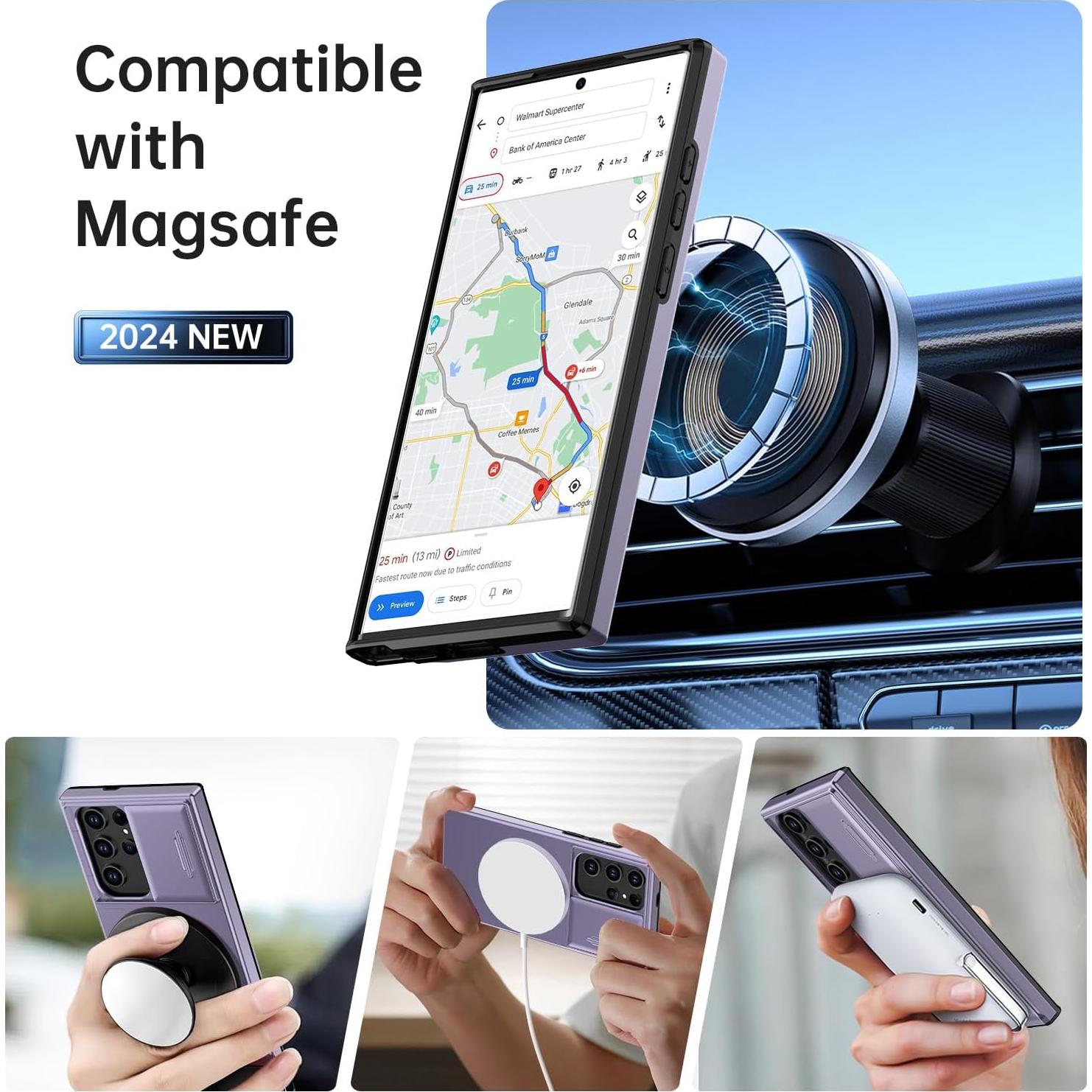 Funda FUNMIKO para Samsung Galaxy S21 Ultra Púrpura Magnético