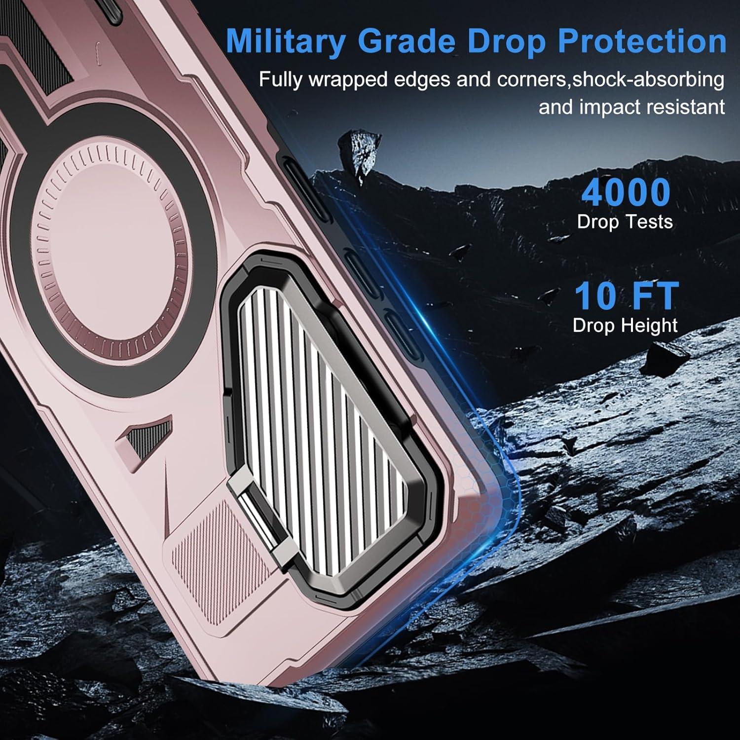 Funda Dura EMMPITU Rosa para Samsung Galaxy S23 Ultra con Soporte