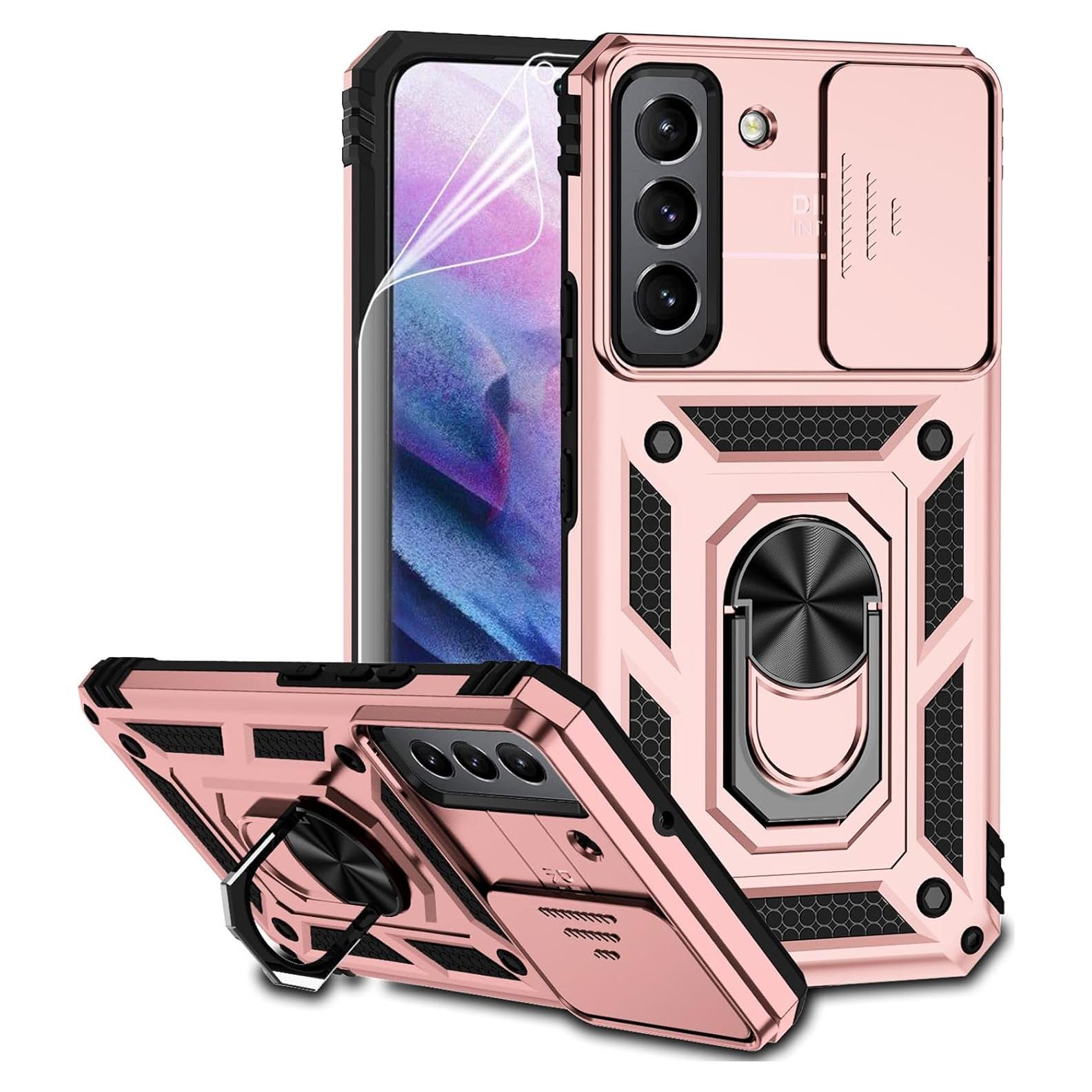 Funda Samsung Galaxy S22 Plus 5G Oro Rosa con Soporte y Protector