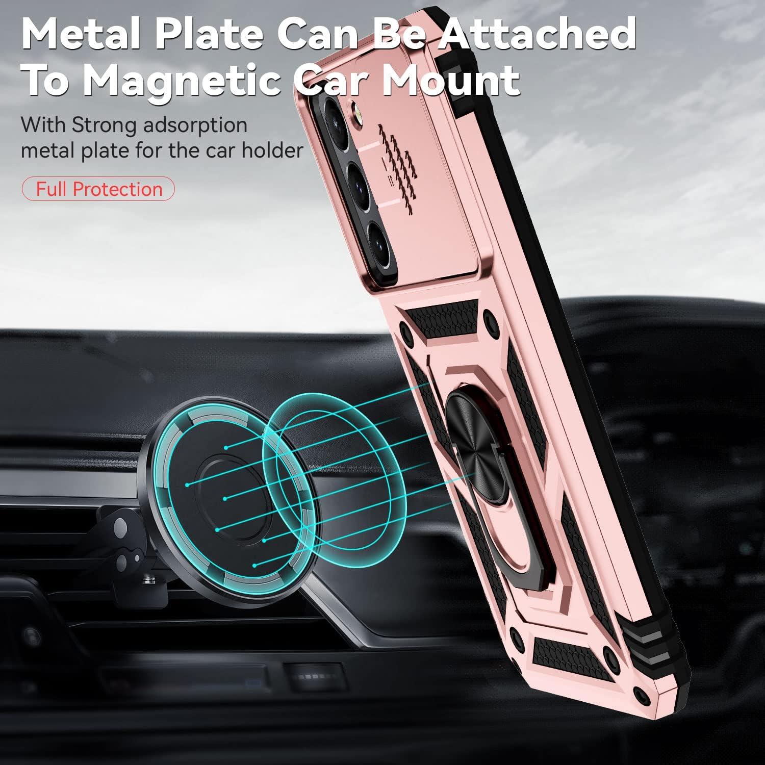 Funda Samsung Galaxy S22 Plus 5G Oro Rosa con Soporte y Protector