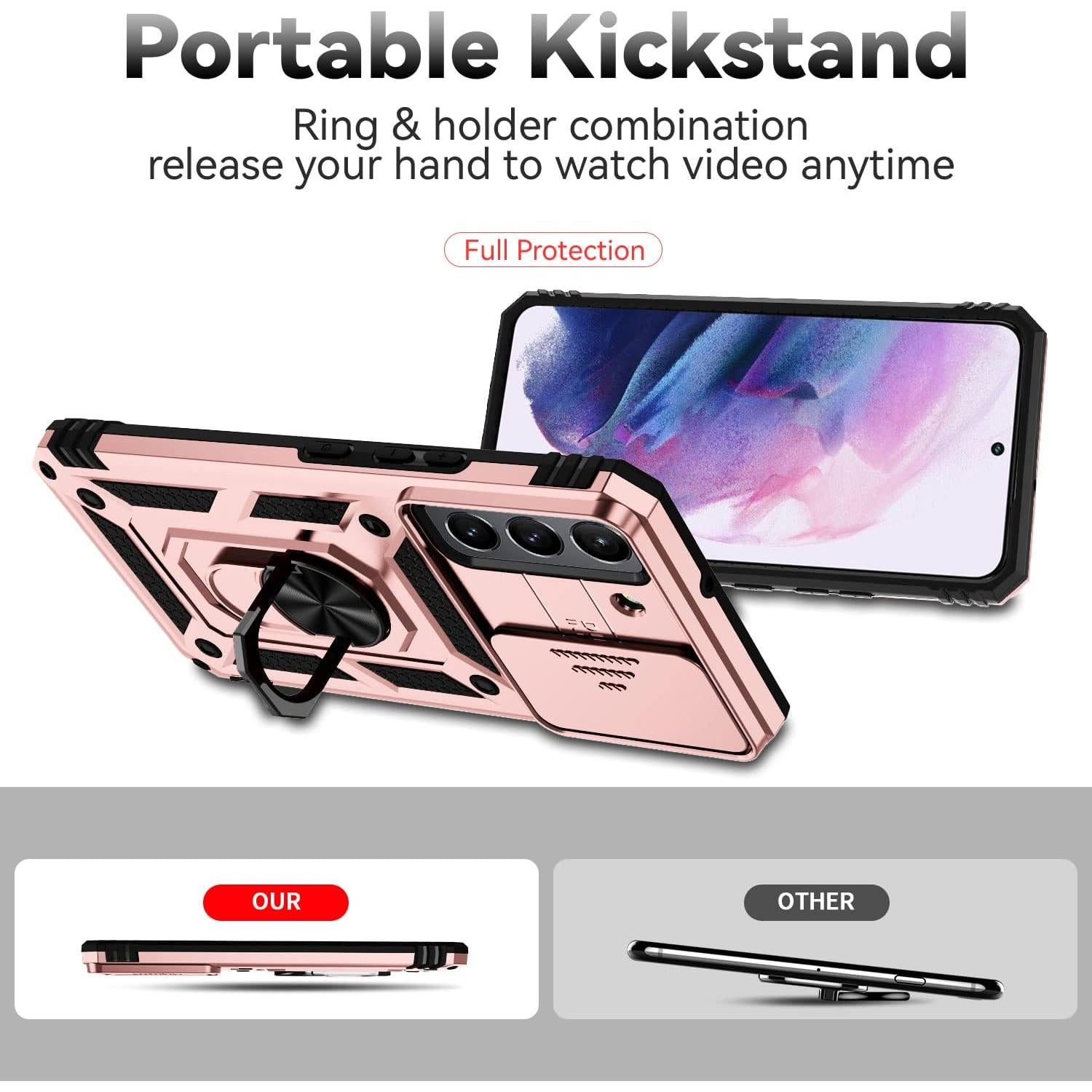 Funda Samsung Galaxy S22 Plus 5G Oro Rosa con Soporte y Protector