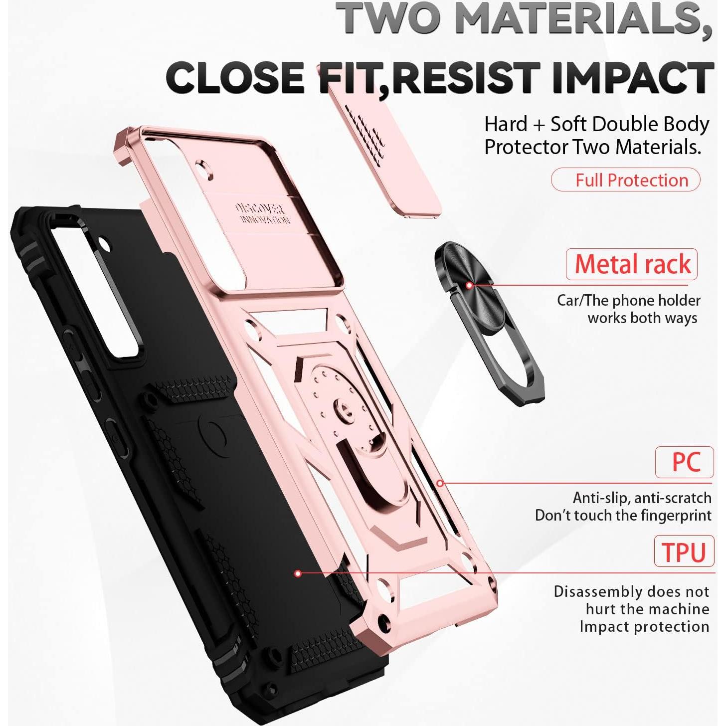 Funda Samsung Galaxy S22 Plus 5G Oro Rosa con Soporte y Protector