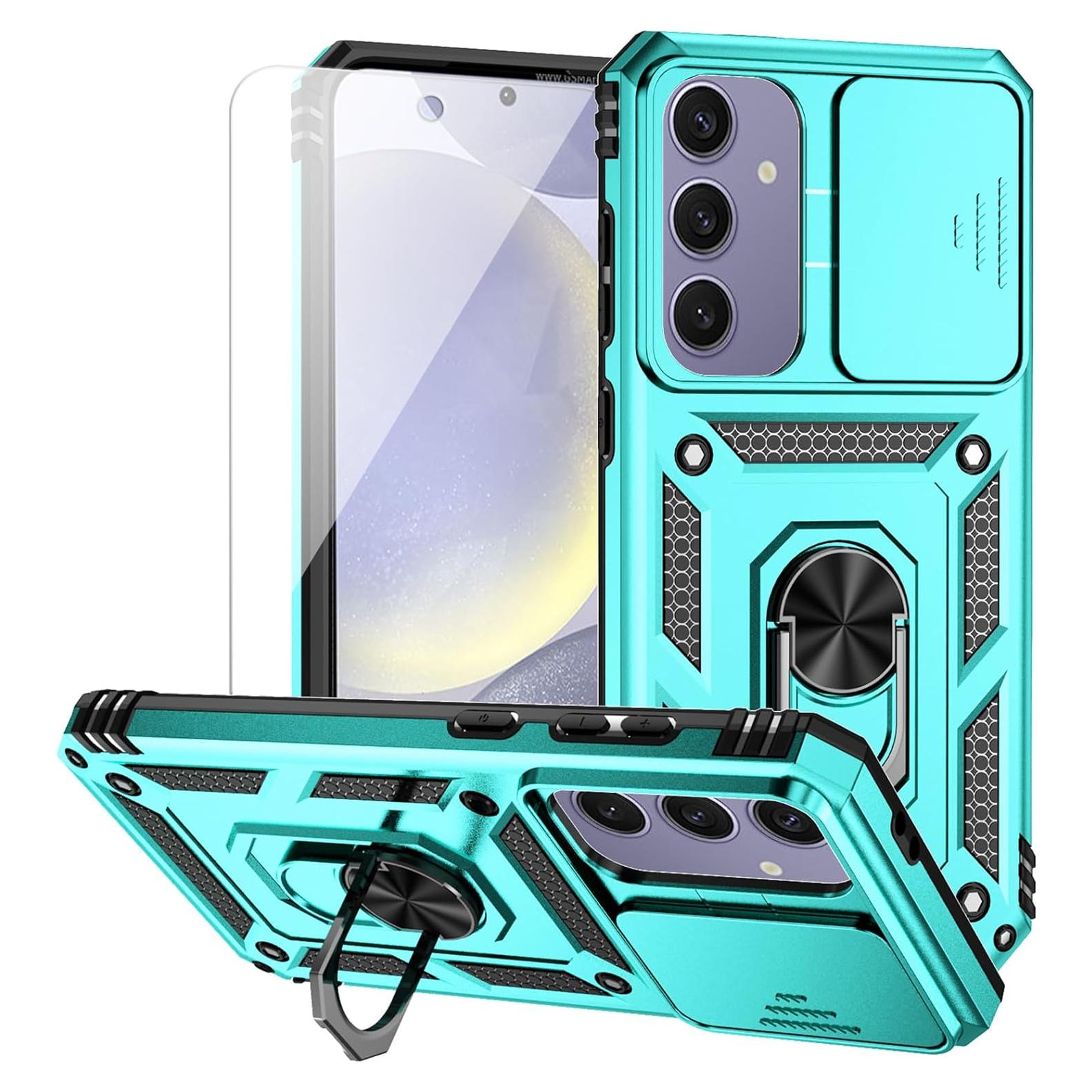 Funda Samsung Galaxy S24 FE con soporte anillo y cámara menta