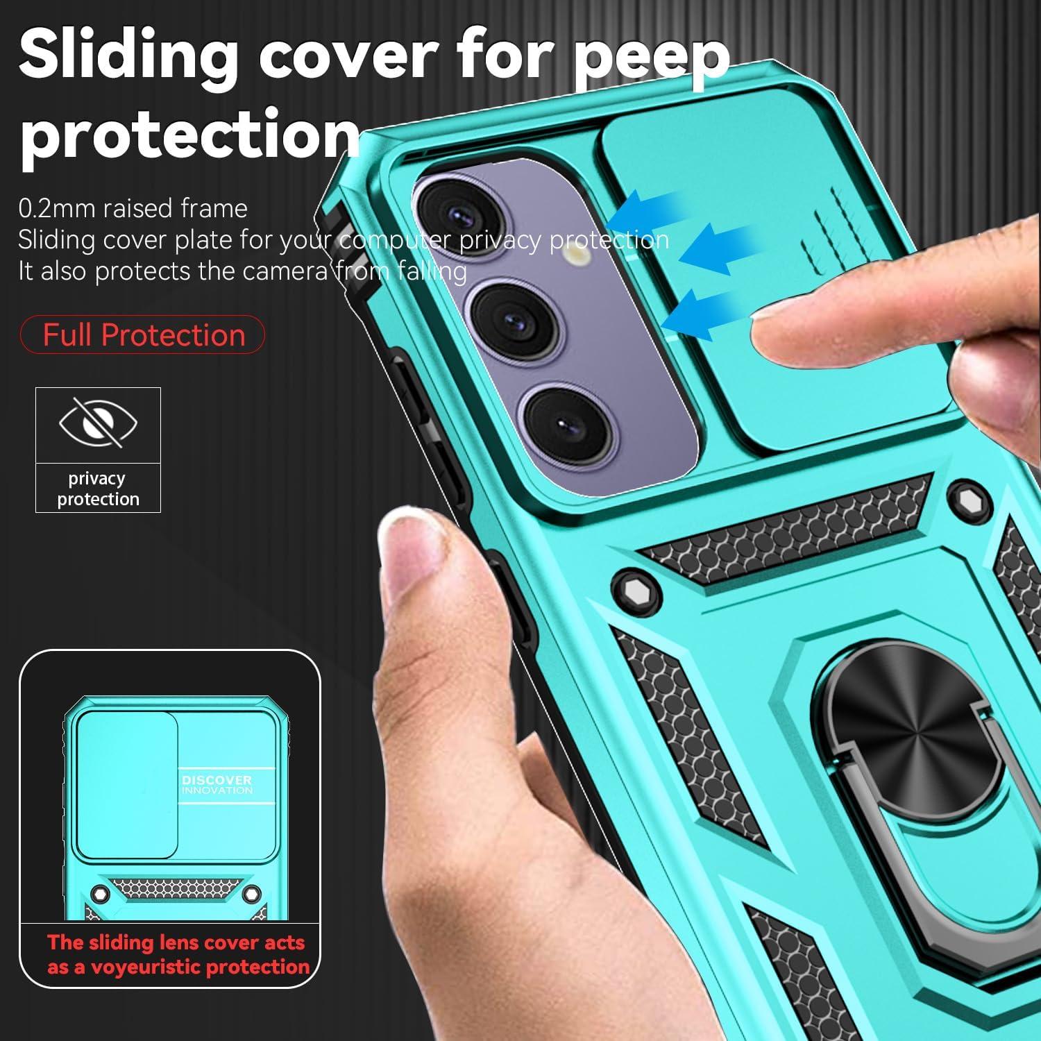 Funda Samsung Galaxy S24 FE con soporte anillo y cámara menta
