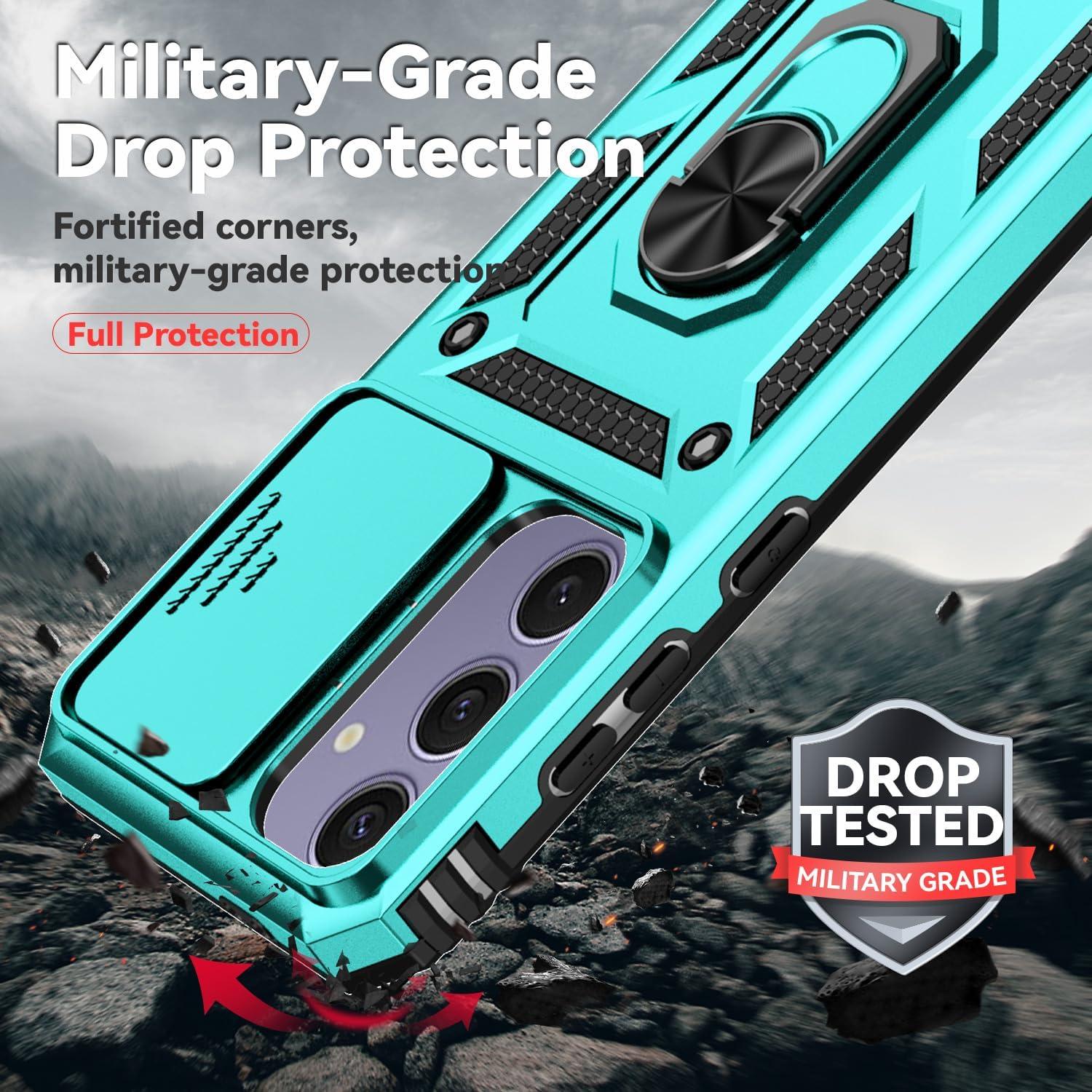 Funda Samsung Galaxy S24 FE con soporte anillo y cámara menta