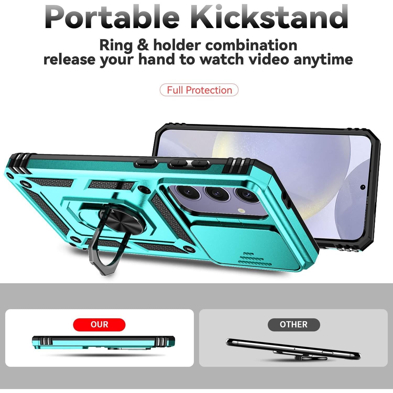 Funda Samsung Galaxy S24 FE con soporte anillo y cámara menta