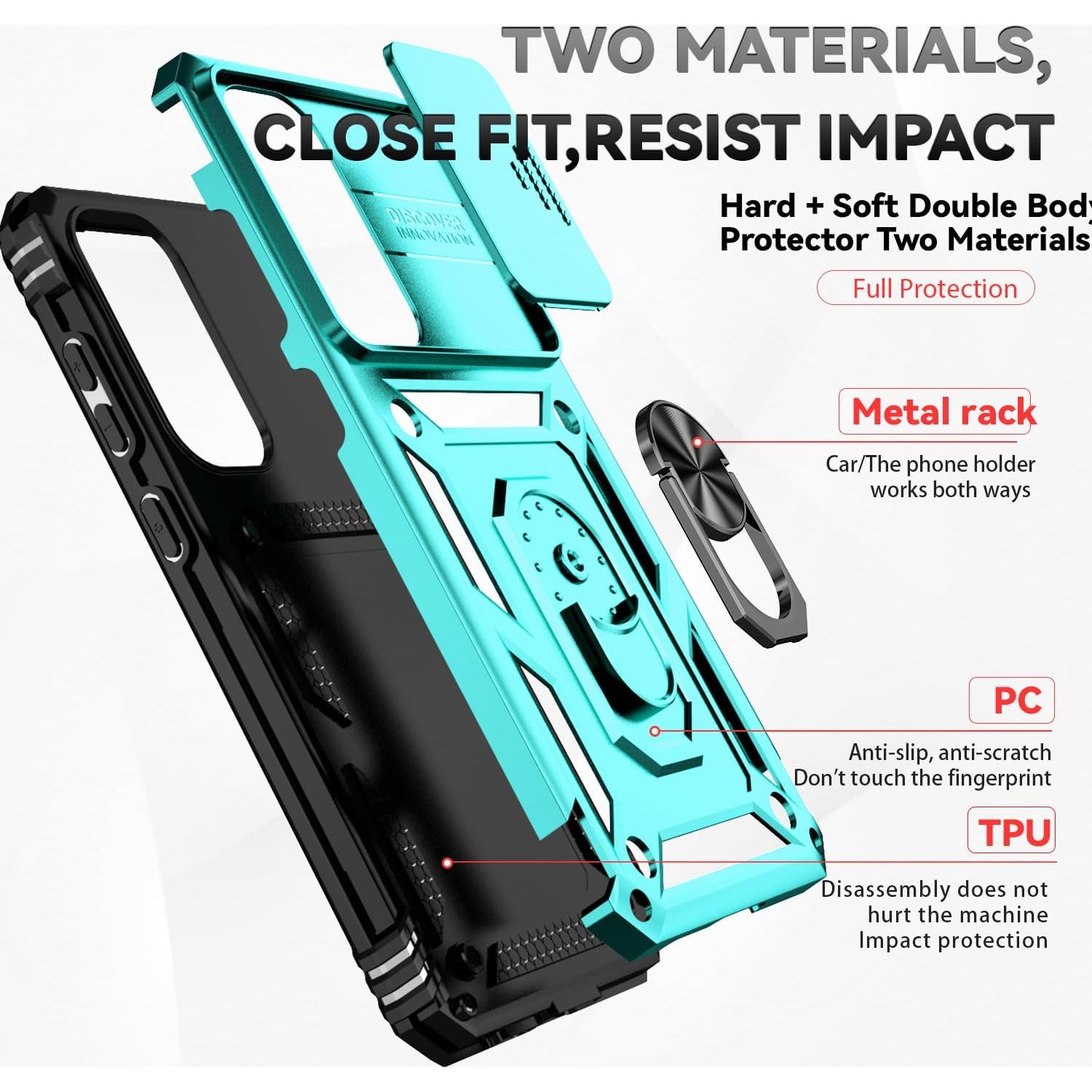Funda Samsung Galaxy S24 FE con soporte anillo y cámara menta