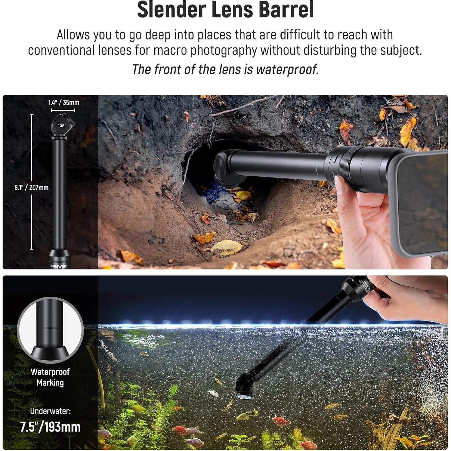 Lente Macro de Sonda NEEWER 18mm 2X para Teléfono Móvil