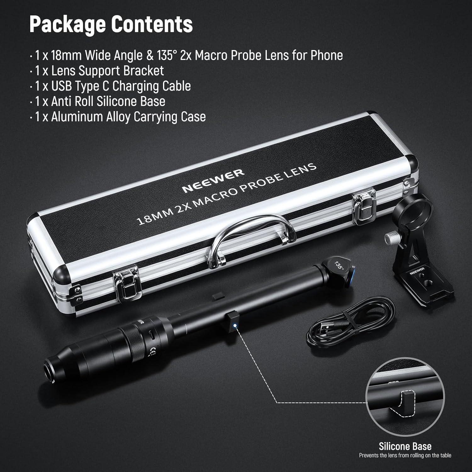Lente Macro de Sonda NEEWER 18mm 2X para Teléfono Móvil